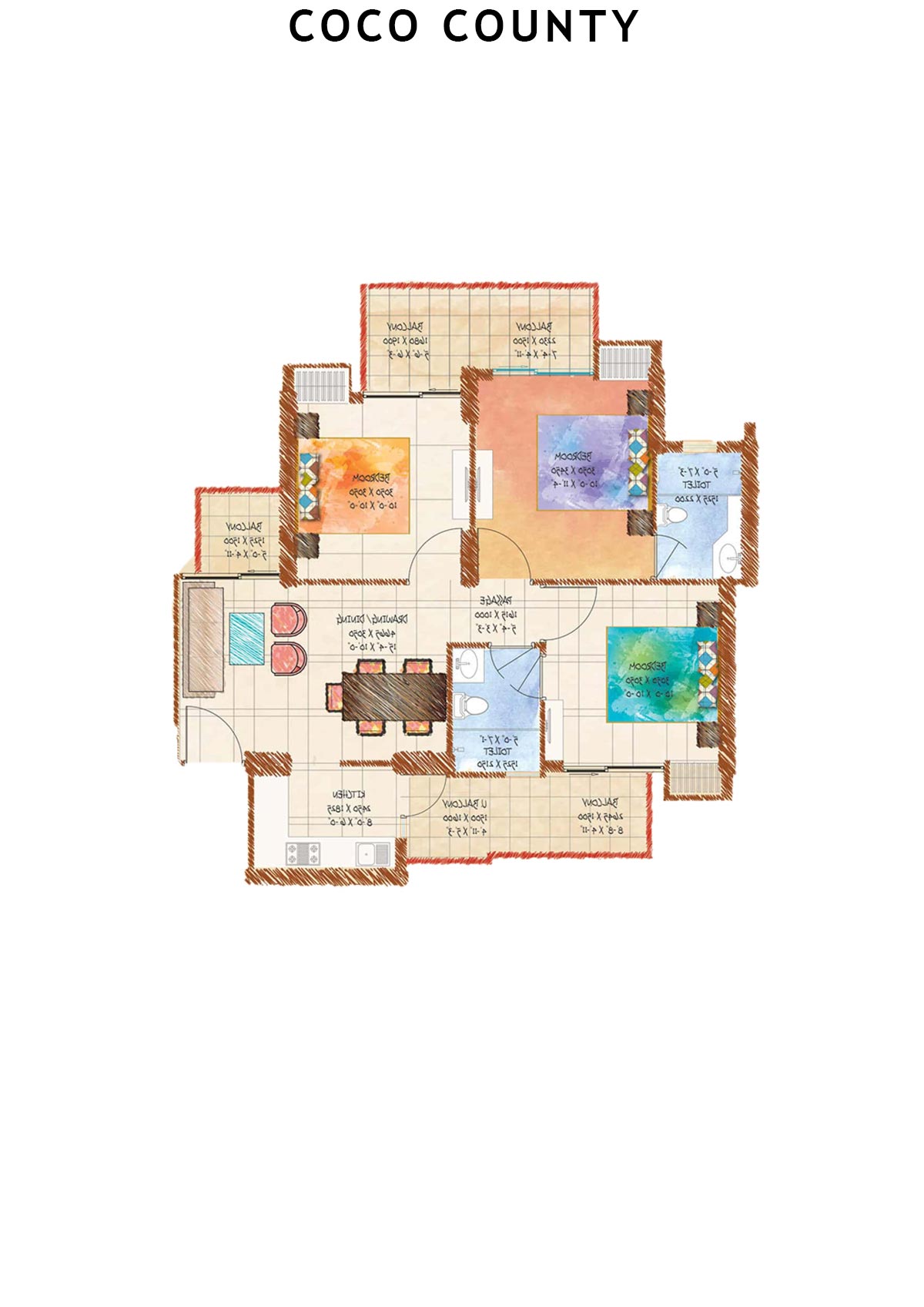 Coco County Tower B Unit 3 (Type 1) Floor Plan