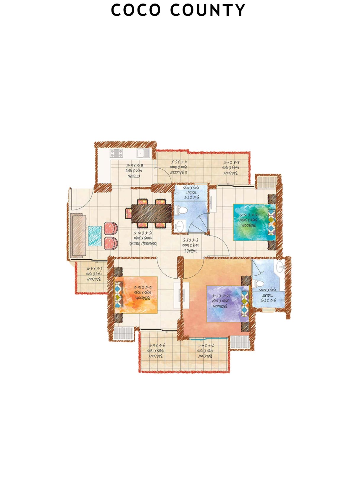 Coco County Tower B Unit 8 (Type 1) Floor Plan