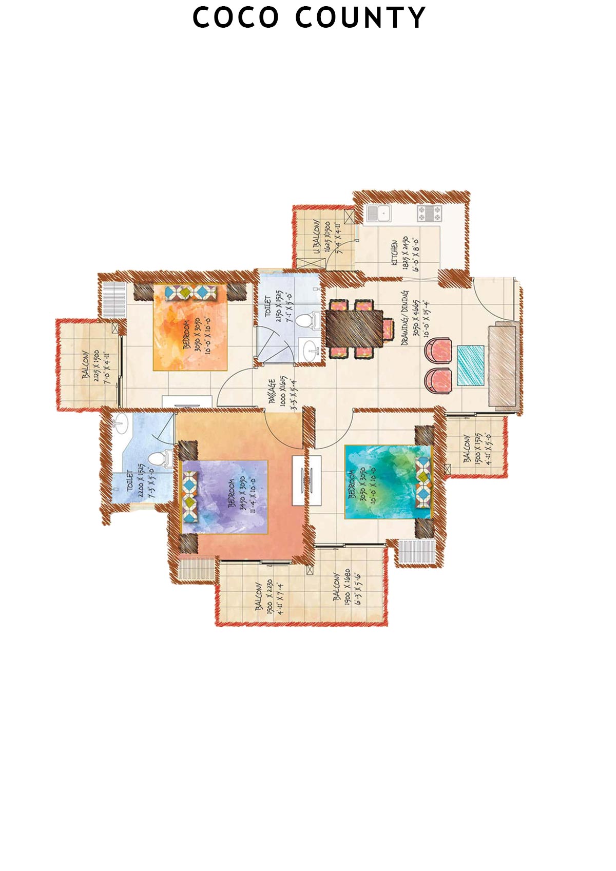 Coco County Tower C Unit 1 (Type 2) Floor Plan