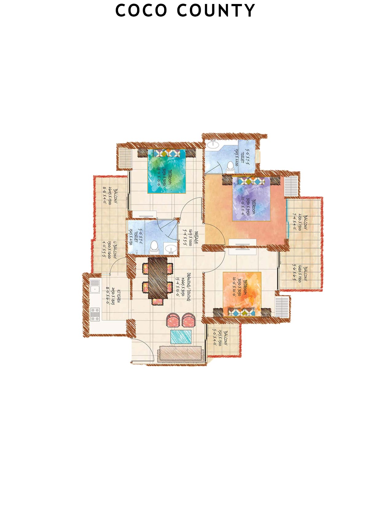 Coco County Tower C Unit 8 (Type 1) Floor Plan