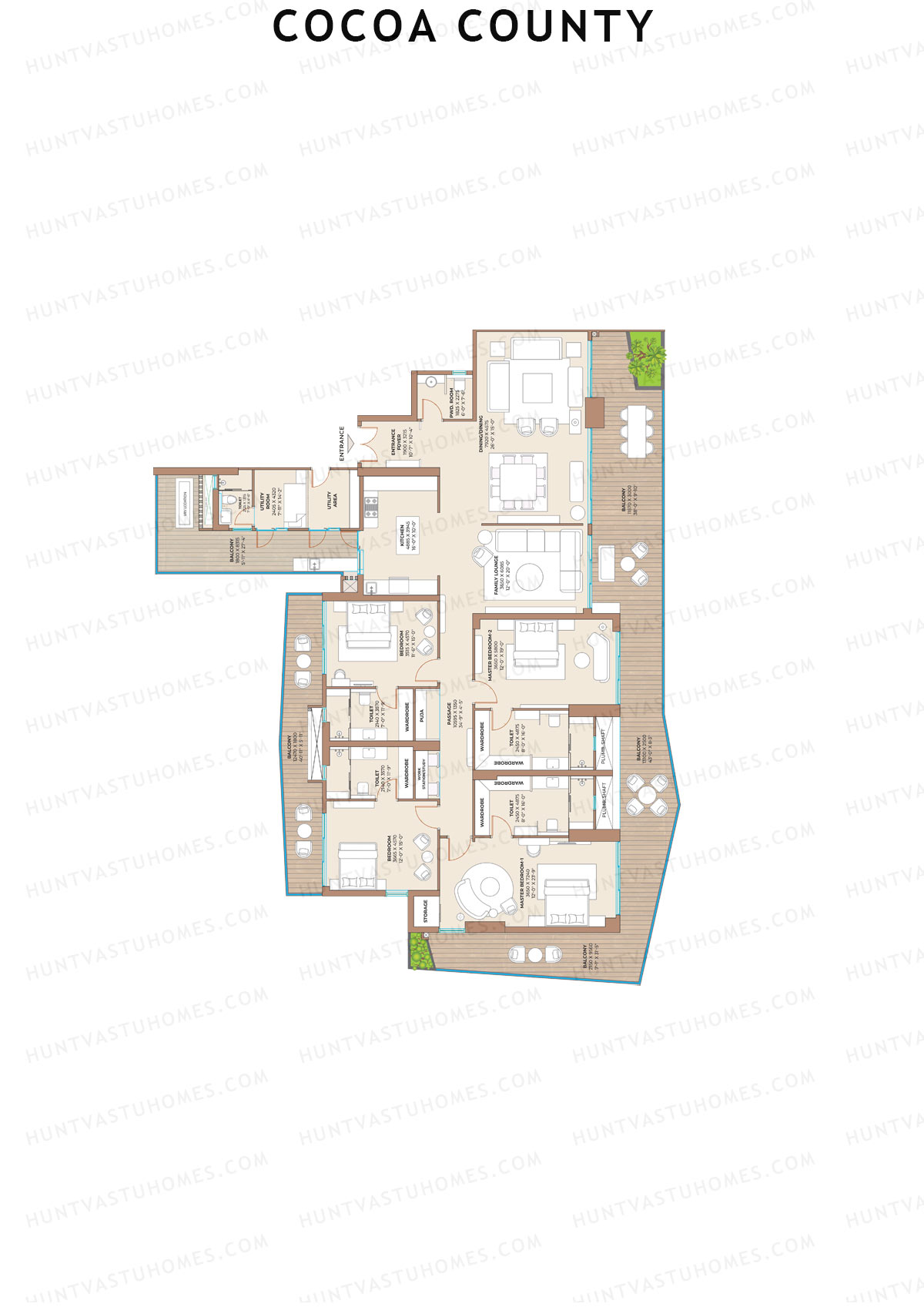 Cocoa County, Tower A, Unit 1 (Type A), 4BHK, Super Area 4671   sq ft 