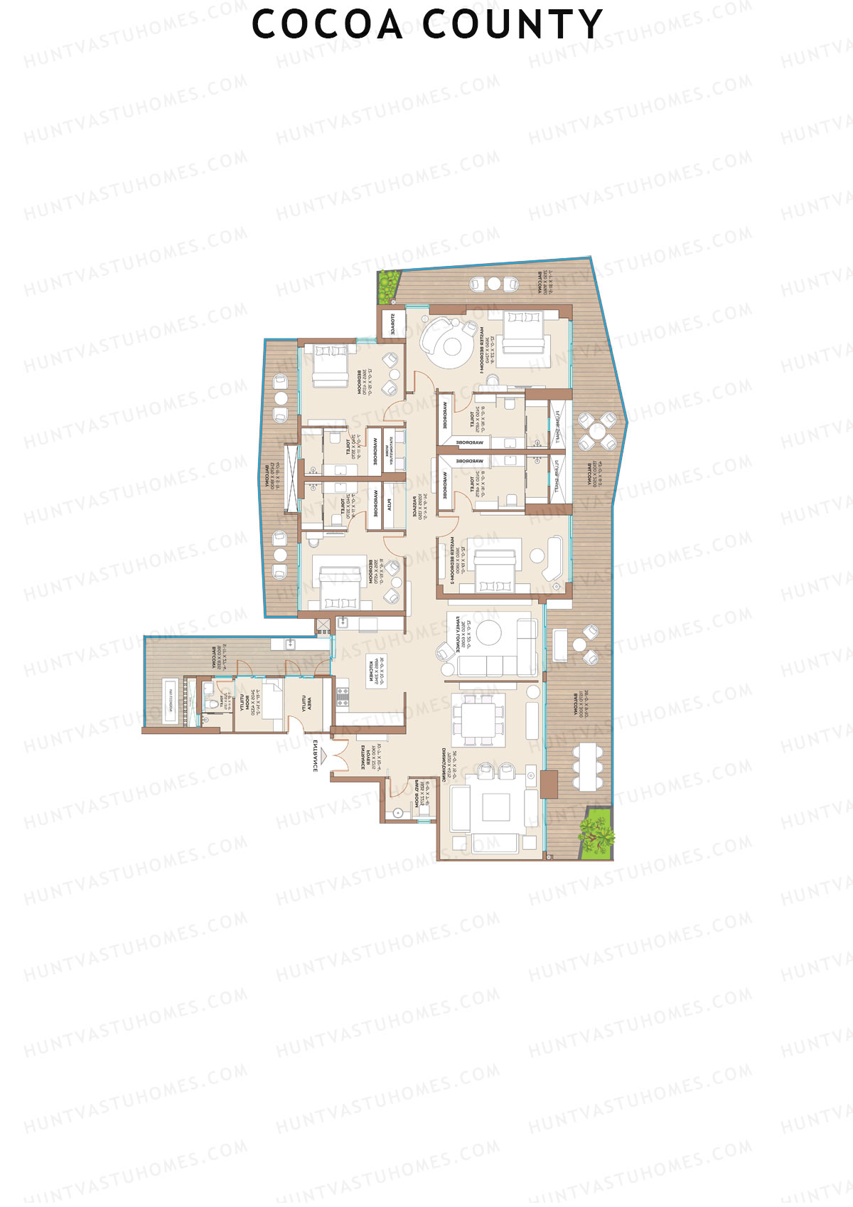 Cocoa County, Tower A, Unit 2 (Type A), 4BHK, Super Area 4671   sq ft 