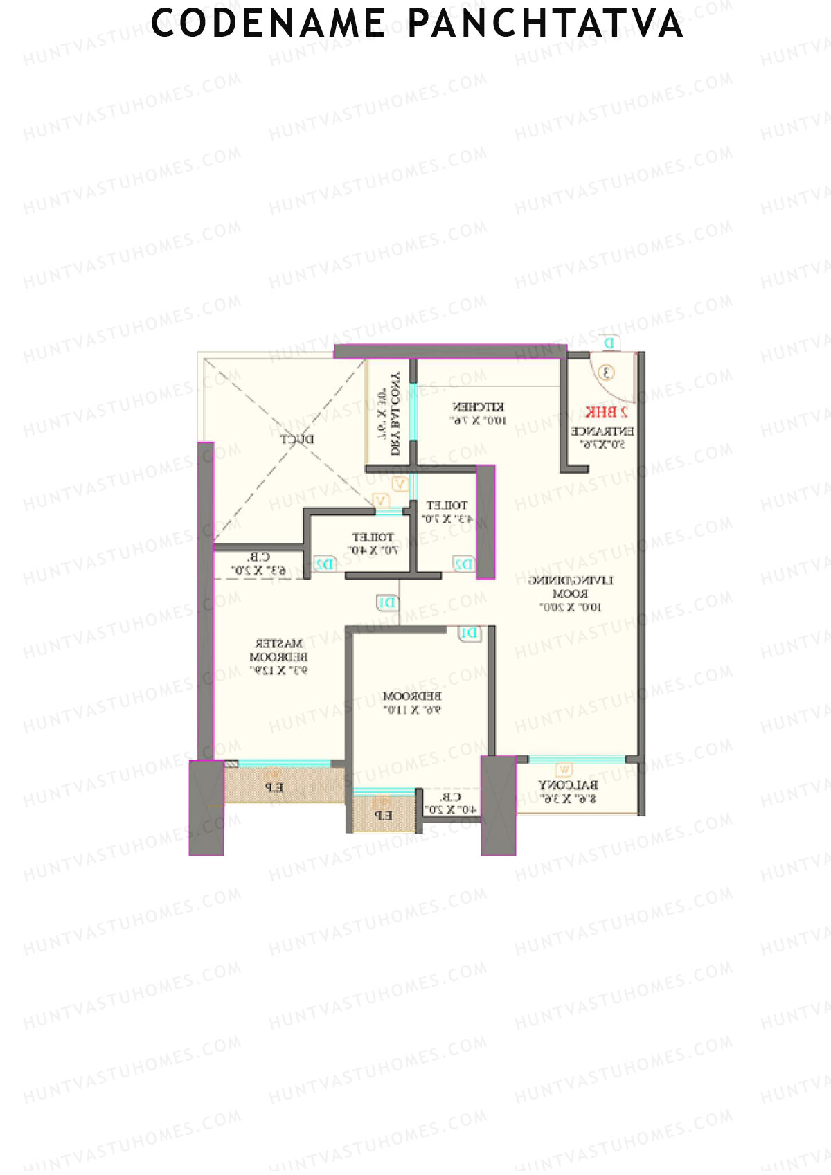 Codename Panchtatva, Panchtatva, Unit 4, 2BHK, Carpet Area 749   sq ft 