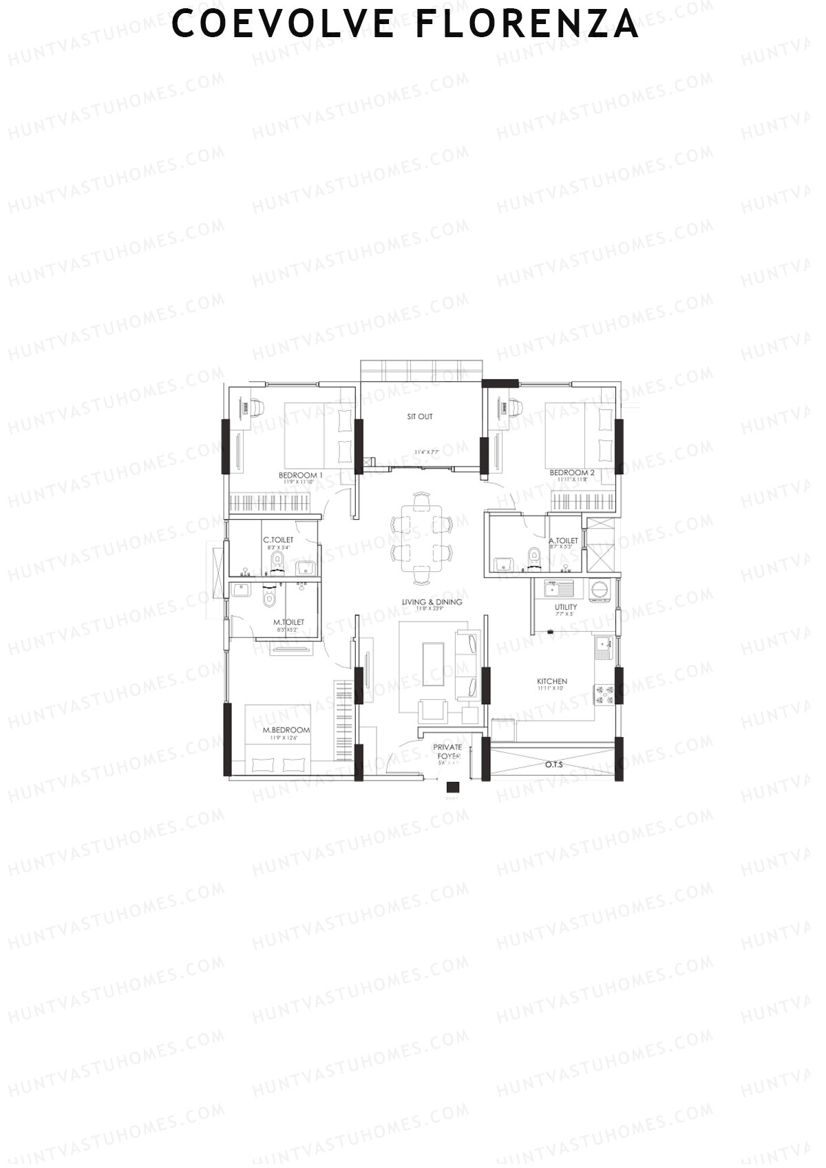 Coevolve Florenza Basil Unit 1 Floor Plan