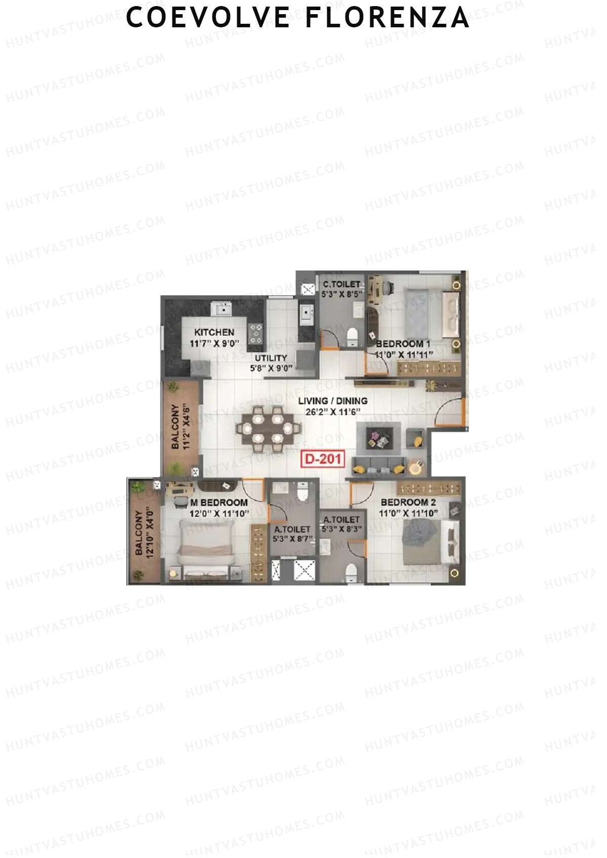 Coevolve Florenza Daisy Unit 1 Floor Plan