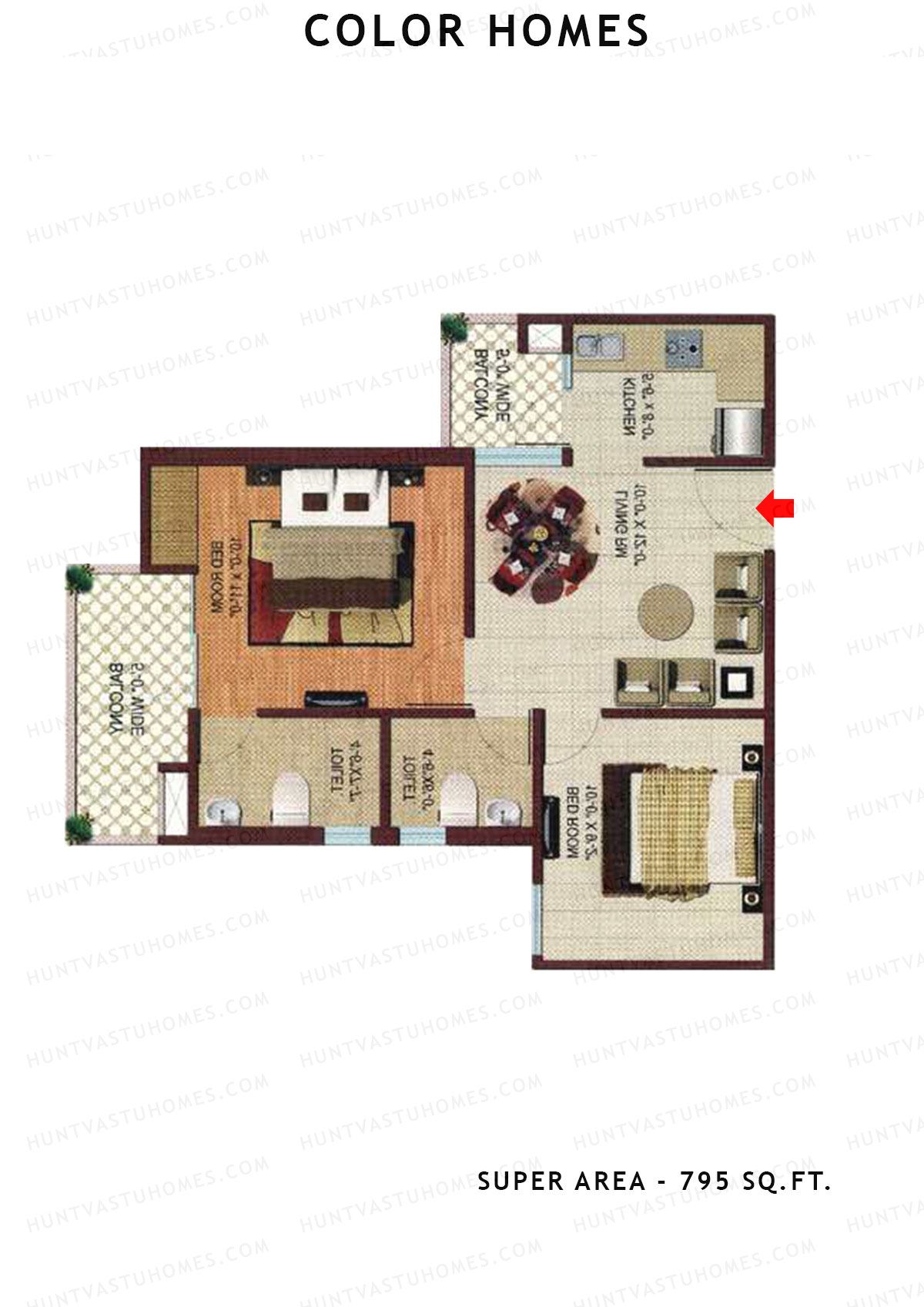Color Homes Tower A Unit 7 (Type A) Floor Plan