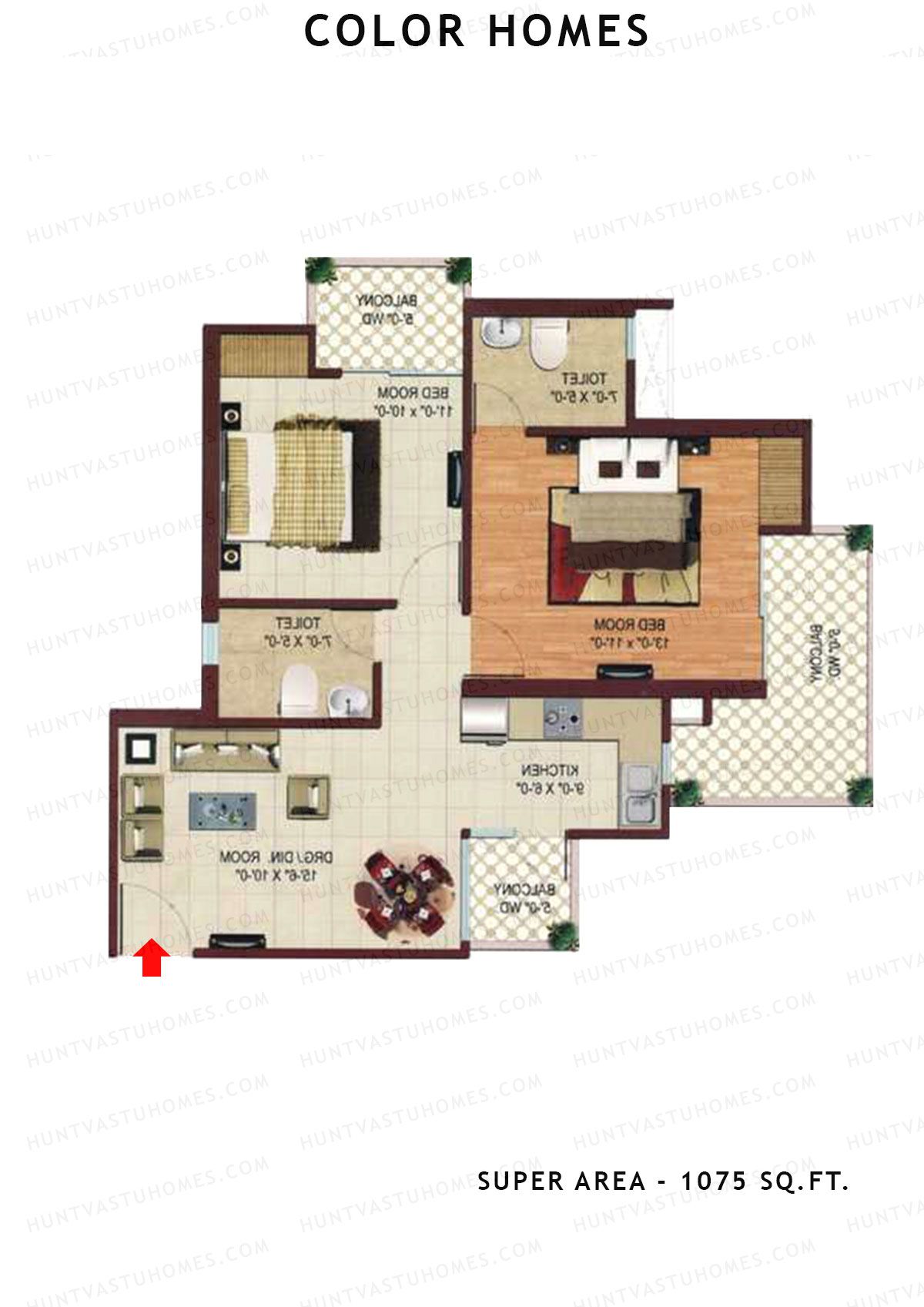 Color Homes Tower A Unit 2 (Type C) Floor Plan