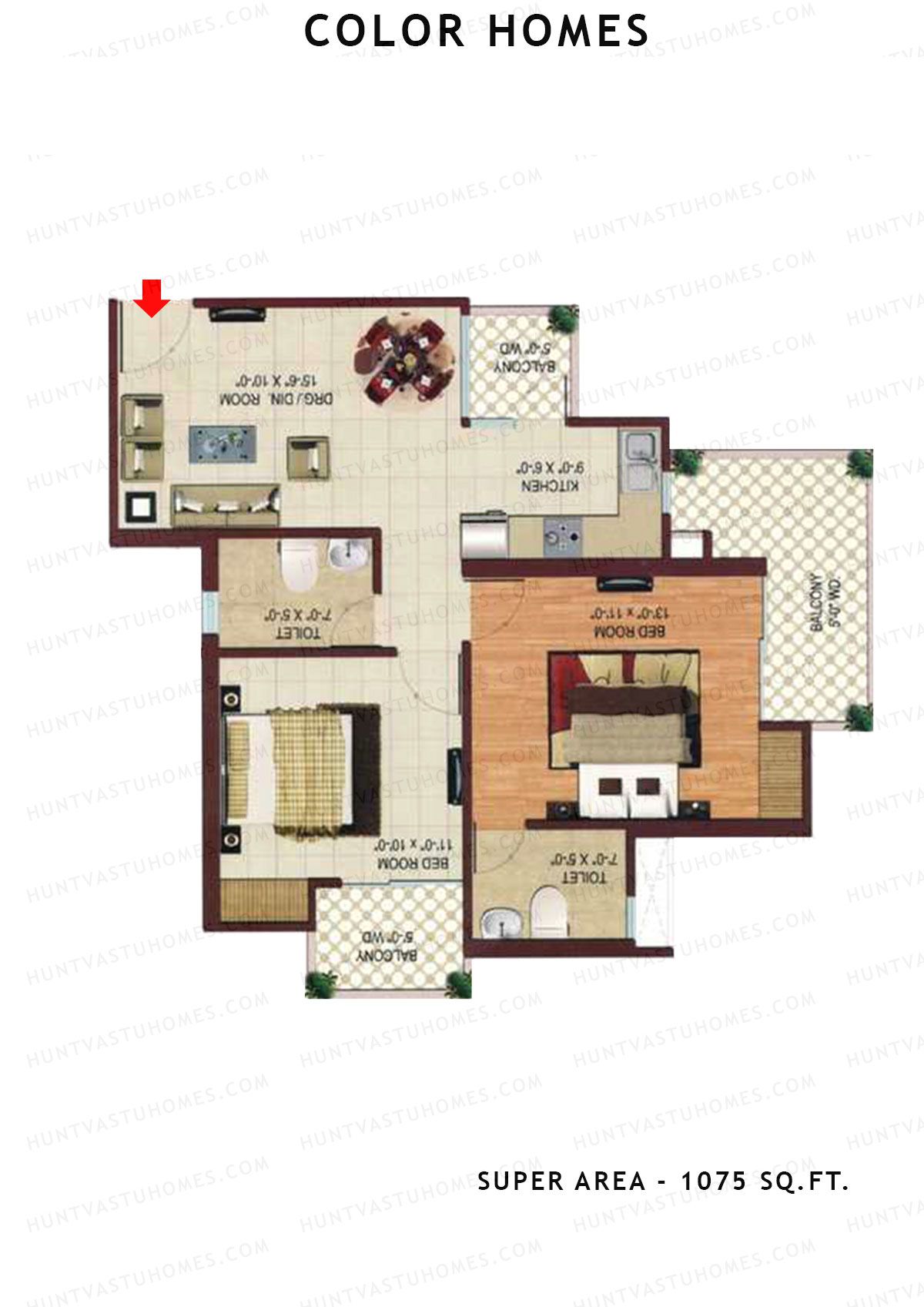 Color Homes Tower A Unit 5 (Type C) Floor Plan