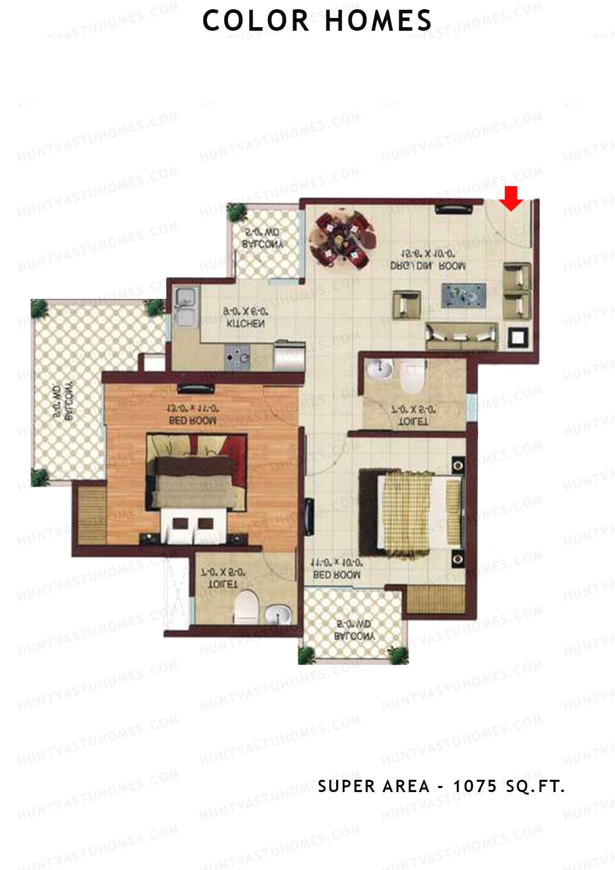 Color Homes Tower A Unit 6 (Type C) Floor Plan