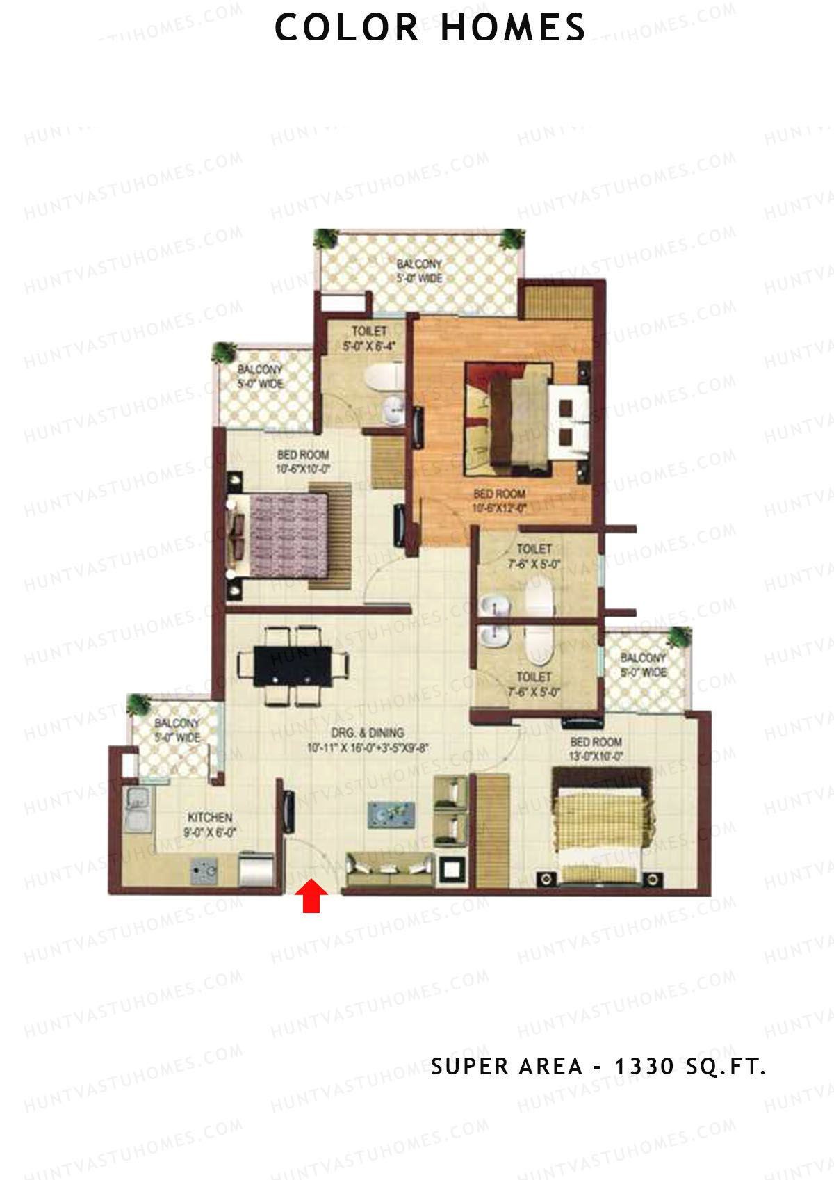 Color Homes Tower B Unit 4 (Type D) Floor Plan