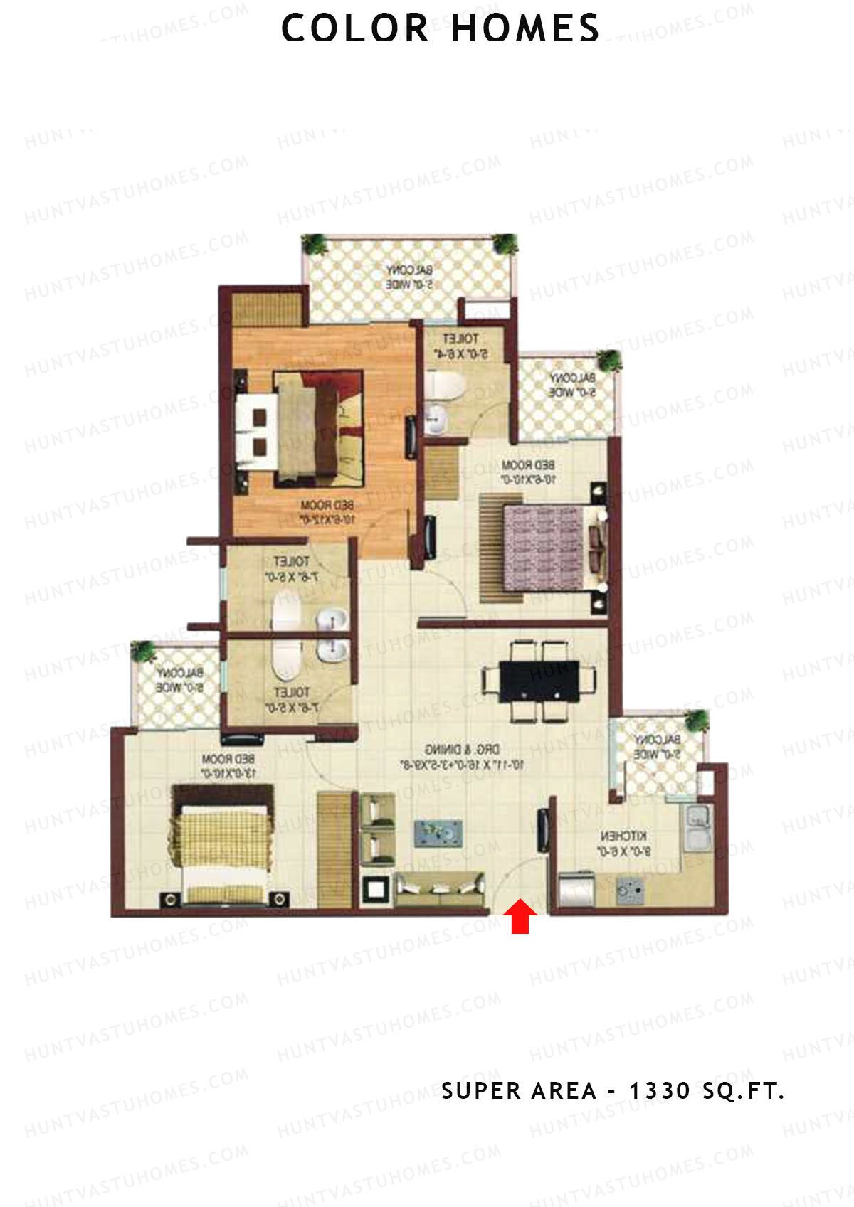 Color Homes Tower B Unit 5 (Type D) Floor Plan