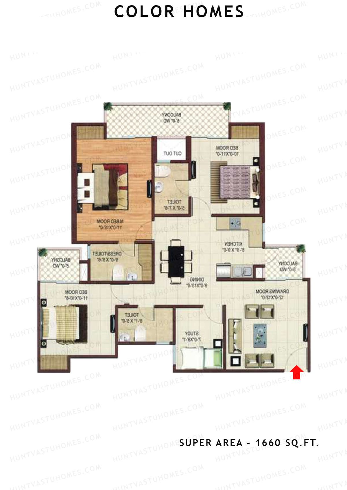 Color Homes Tower C Unit 1 (Type F) Floor Plan