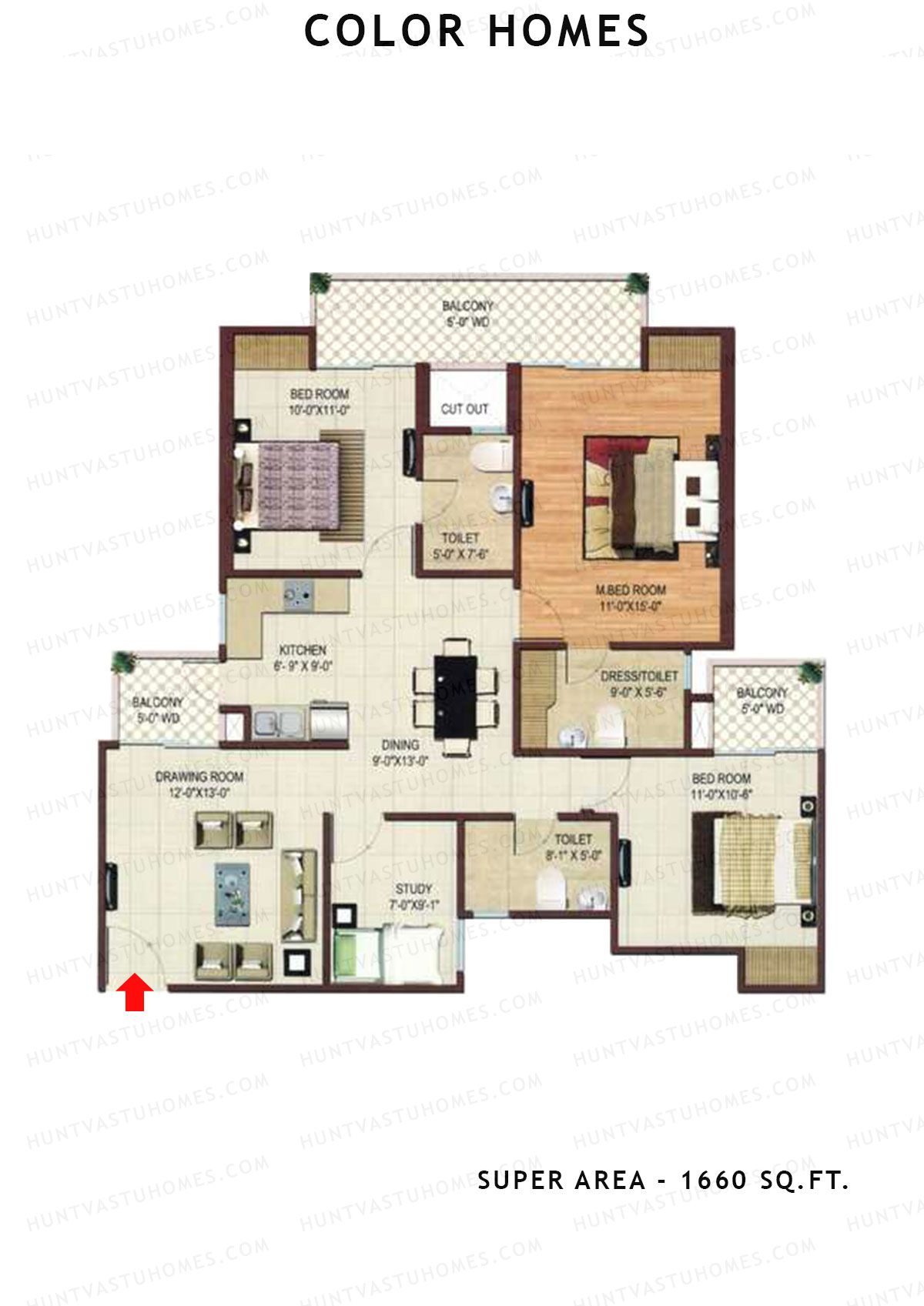 Color Homes Tower C Unit 3 (Type F) Floor Plan