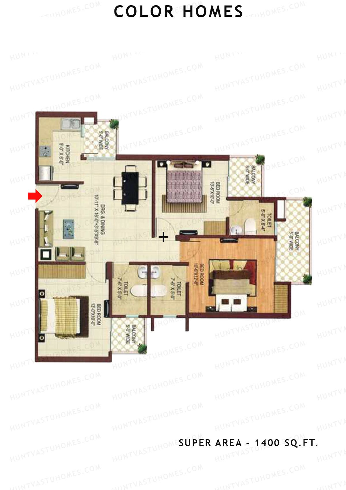 Color Homes Tower E Unit 3 (Type E) Floor Plan