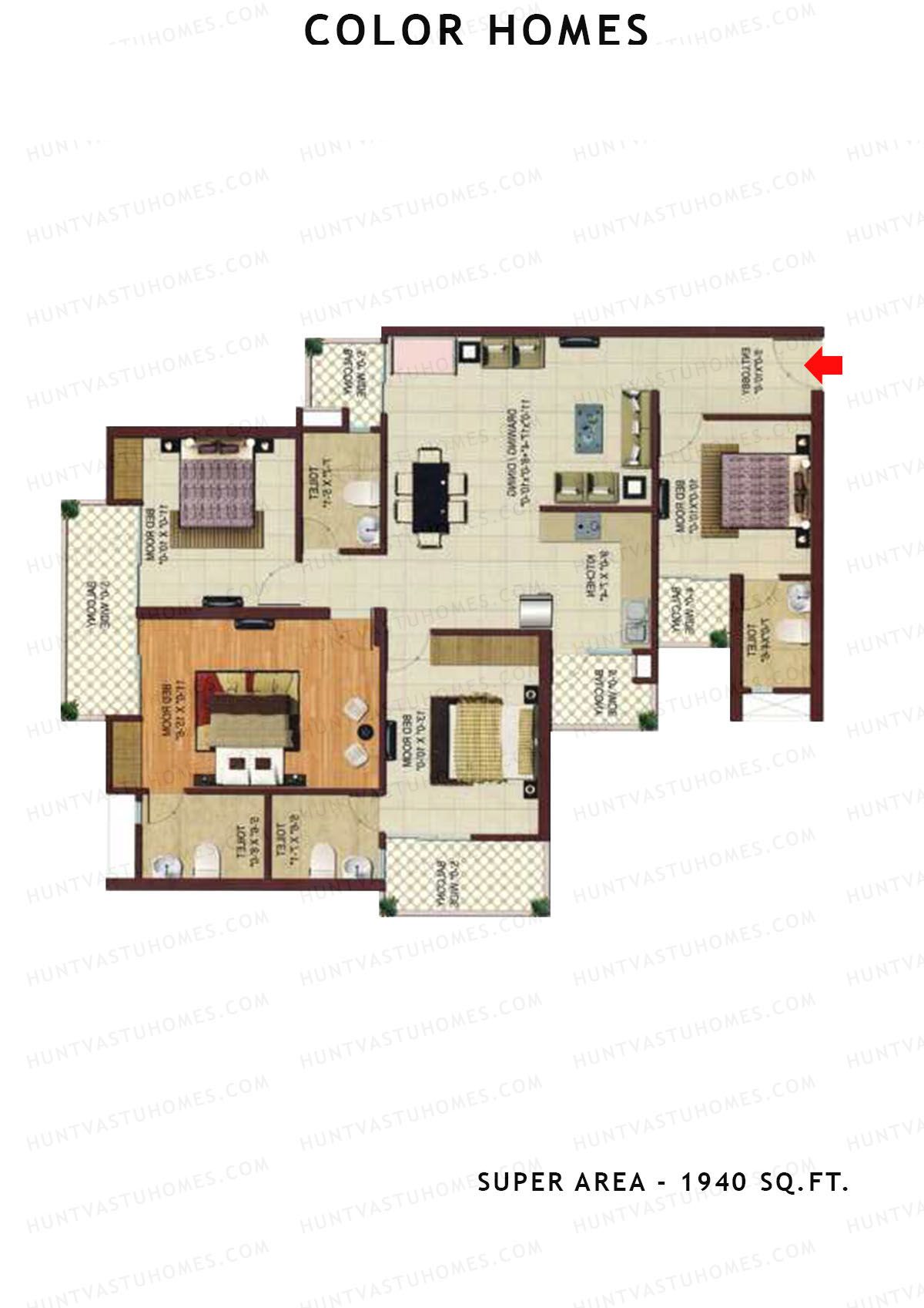 Color Homes Tower D Unit 1 (Type G) Floor Plan