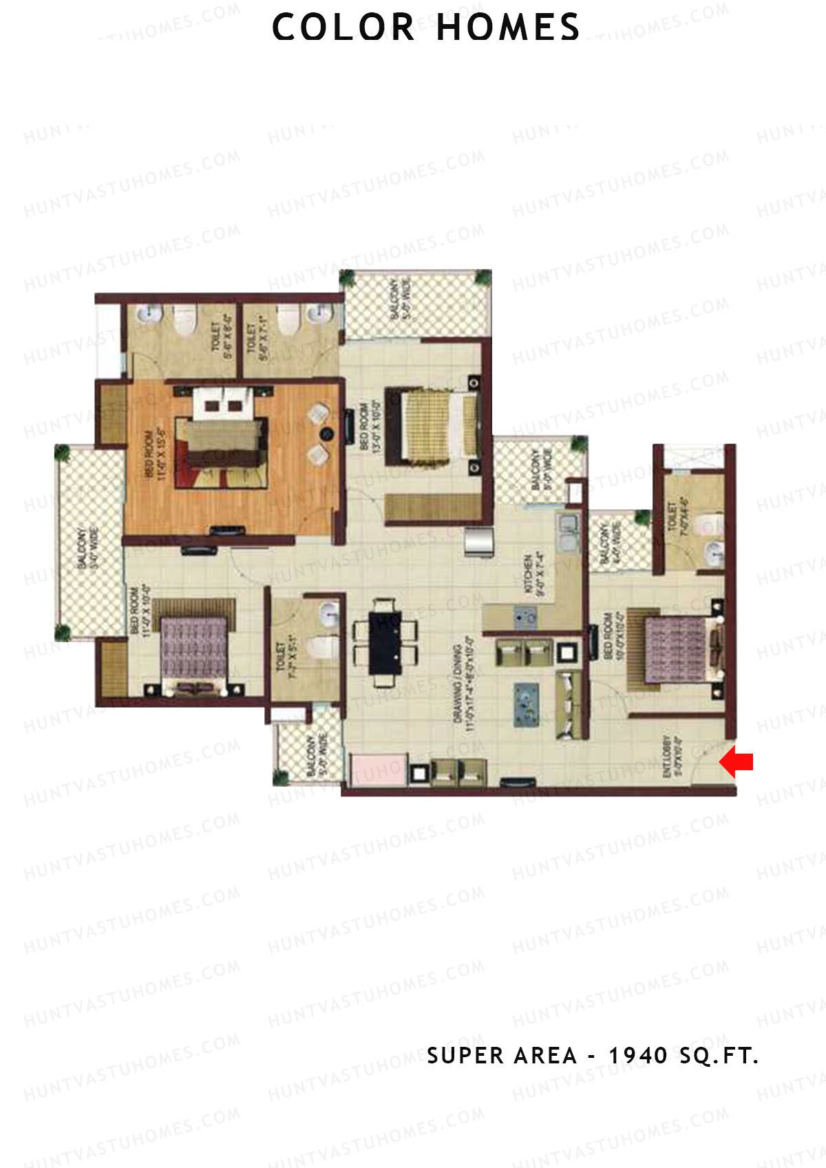 Color Homes Tower D Unit 2 (Type G) Floor Plan