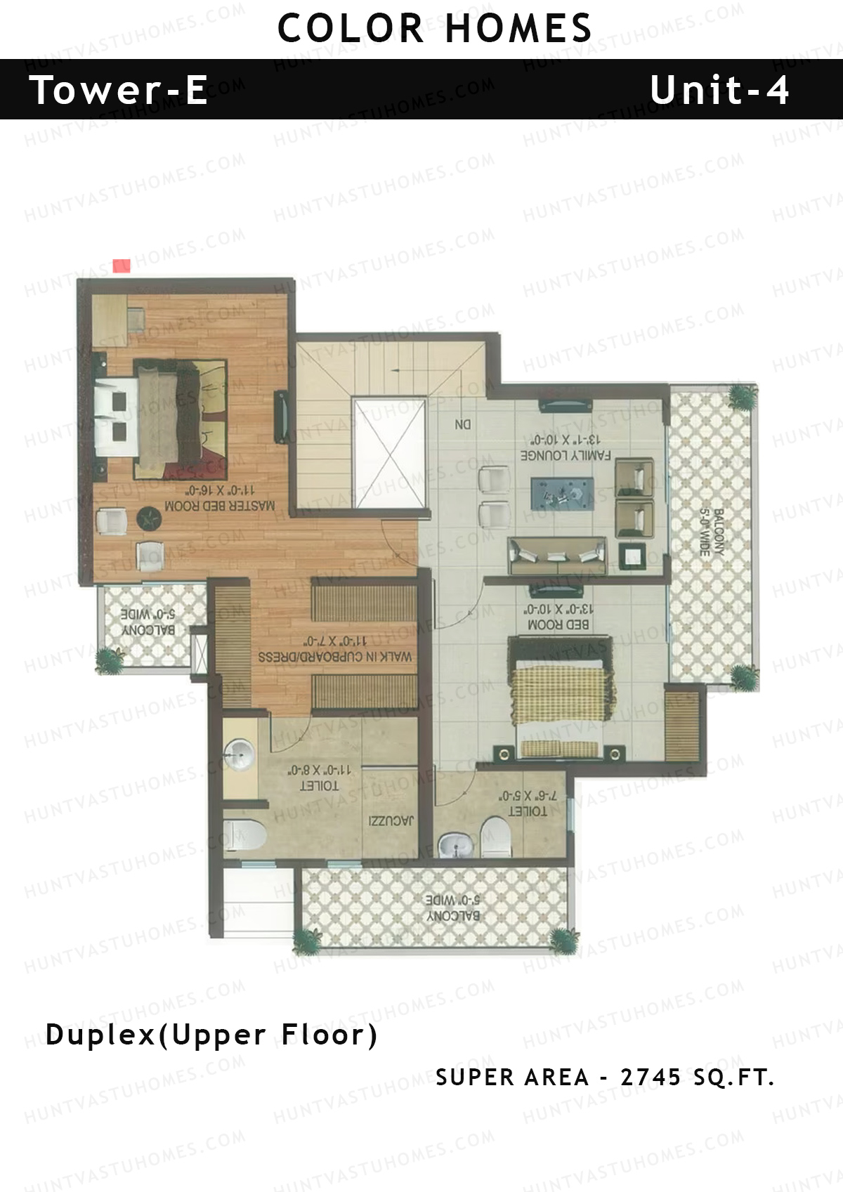 Color Homes Tower E Unit 4  (Duplex ) Floor Plan