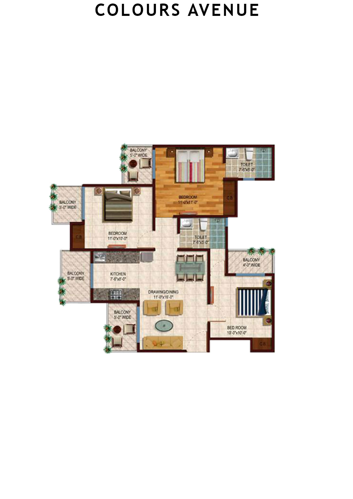 Colours Avenue Tower A Unit 3 Floor Plan