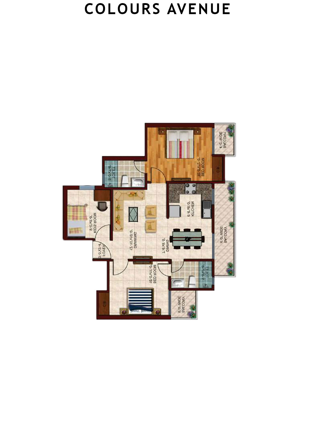 Colours Avenue Tower B Unit 2 Floor Plan
