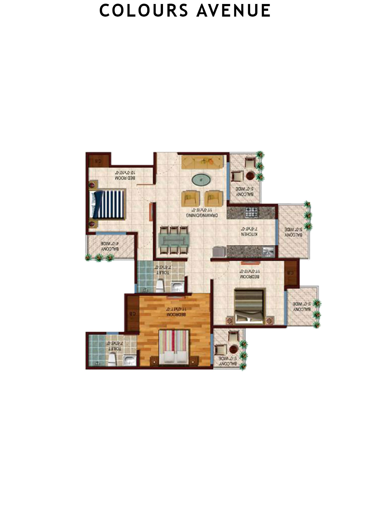 Colours Avenue Tower B Unit 3 Floor Plan