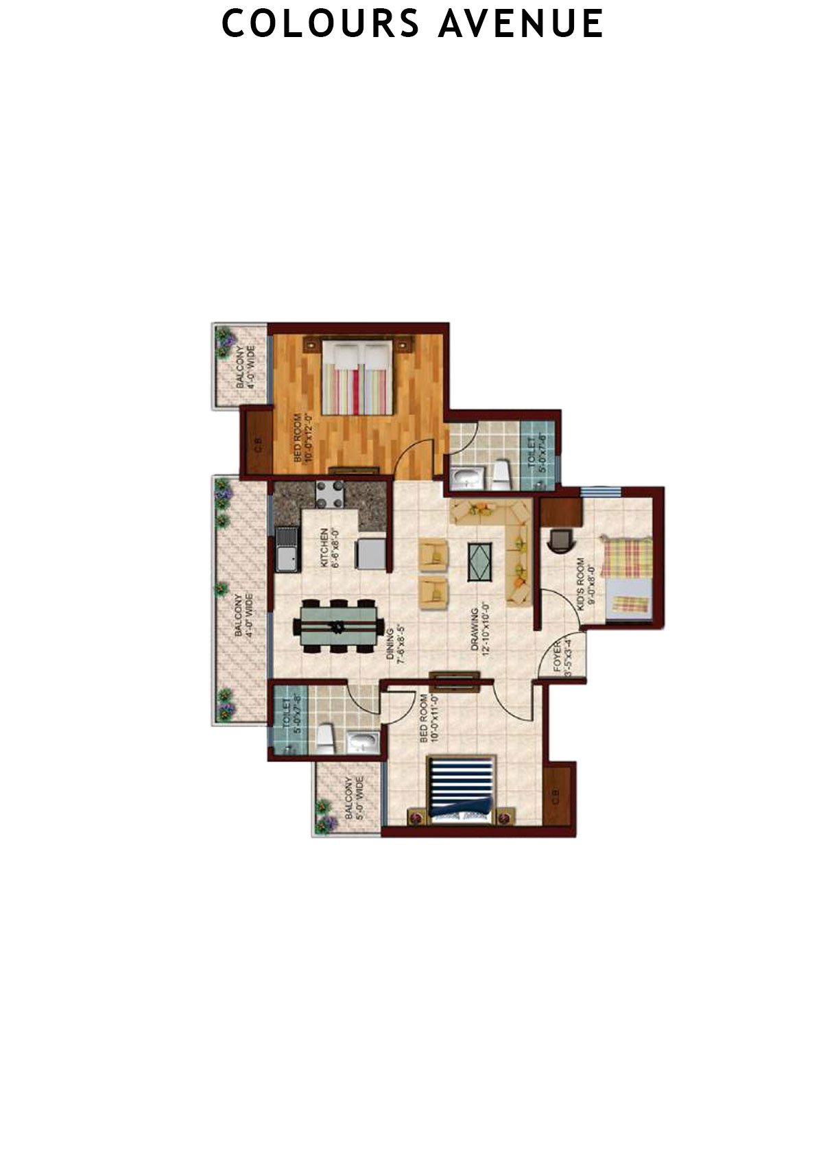 Colours Avenue Tower B Unit 5 Floor Plan