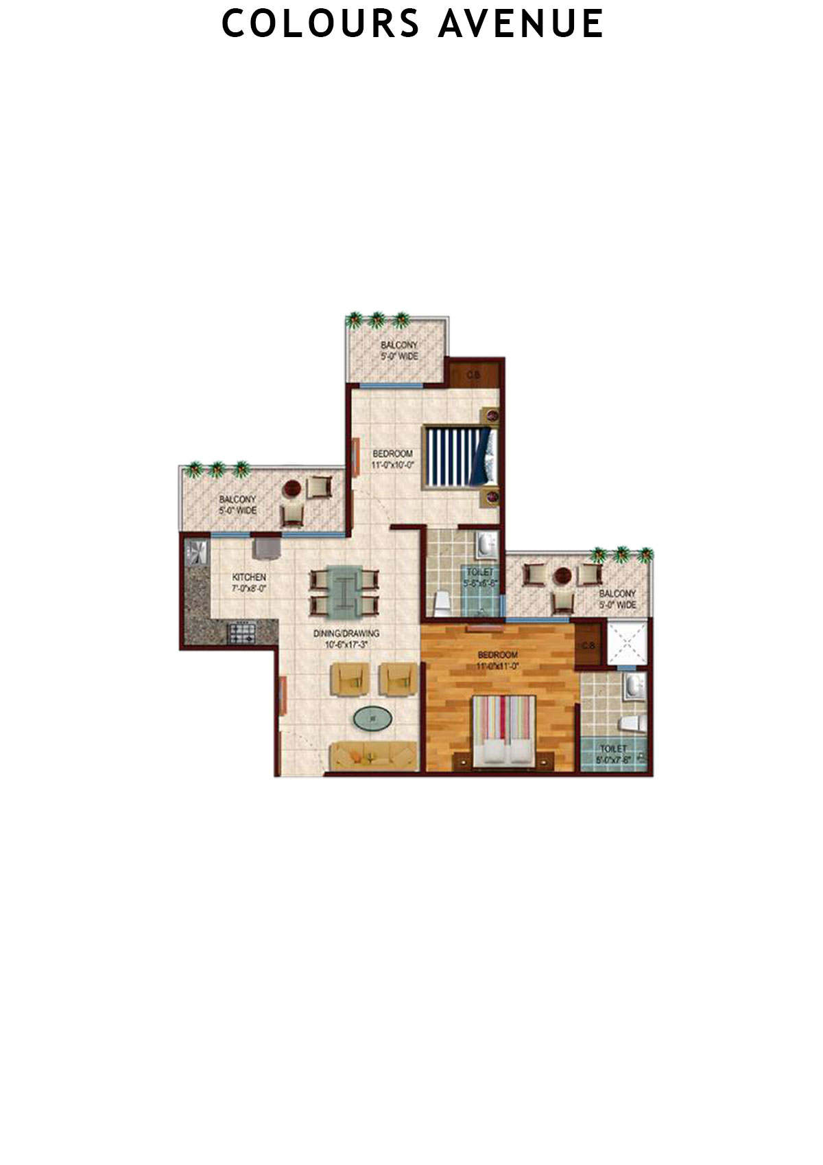 Colours Avenue Tower D Unit 1 Floor Plan
