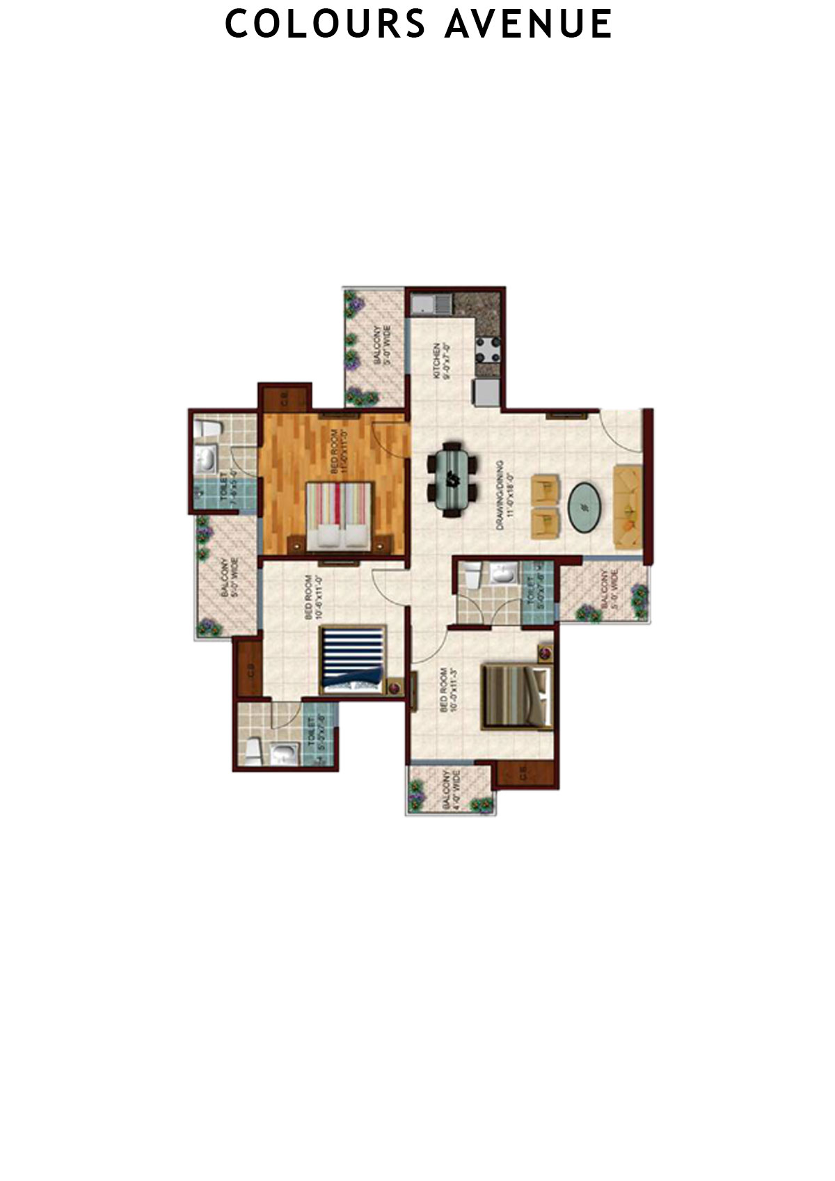 Colours Avenue Tower E Unit 2 Floor Plan