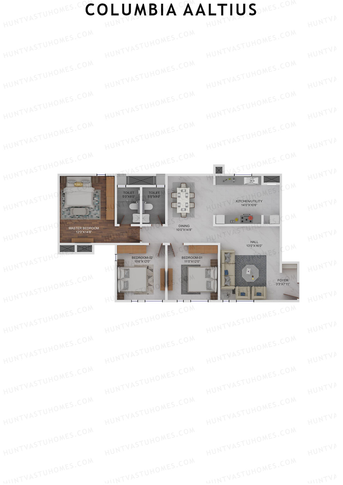 Columbia Aaltius Tower 1 Unit 1 Floor Plan