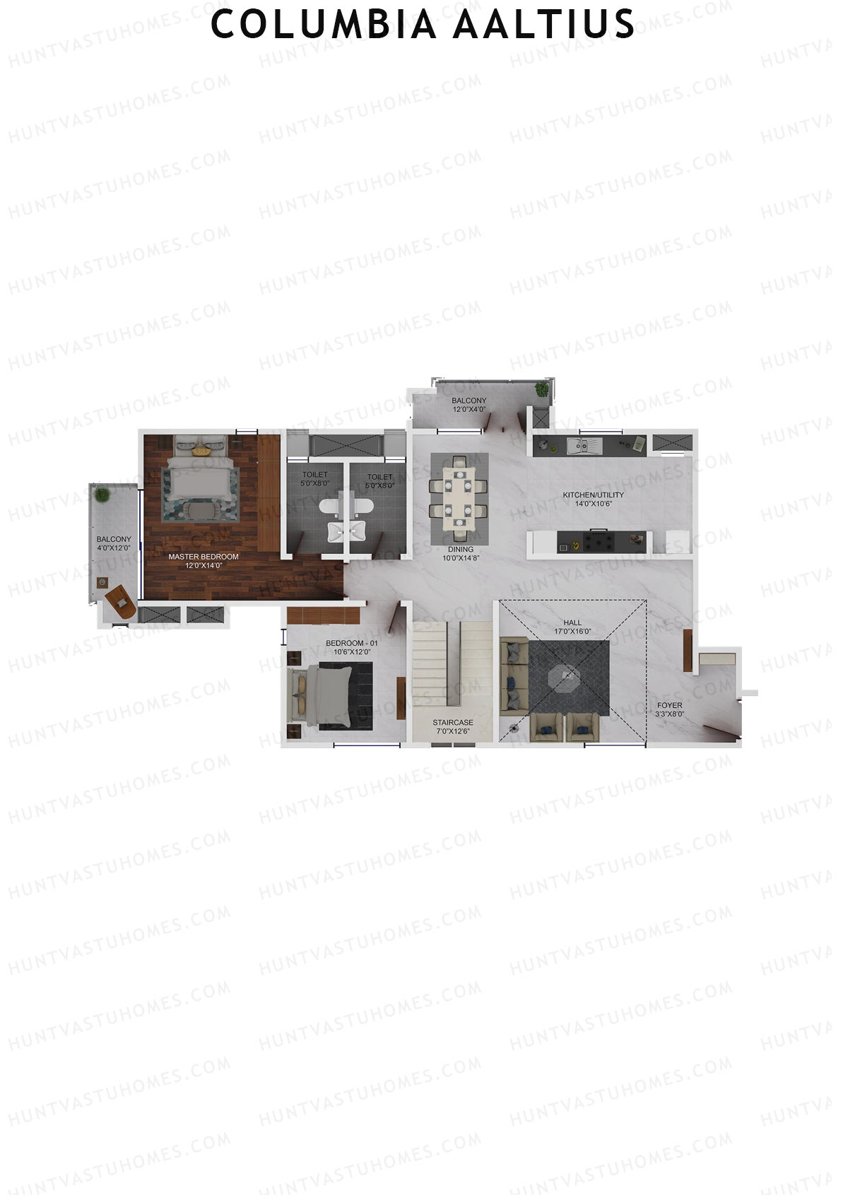 Columbia Aaltius Tower 1 Unit 1 (Duplex ) Floor Plan