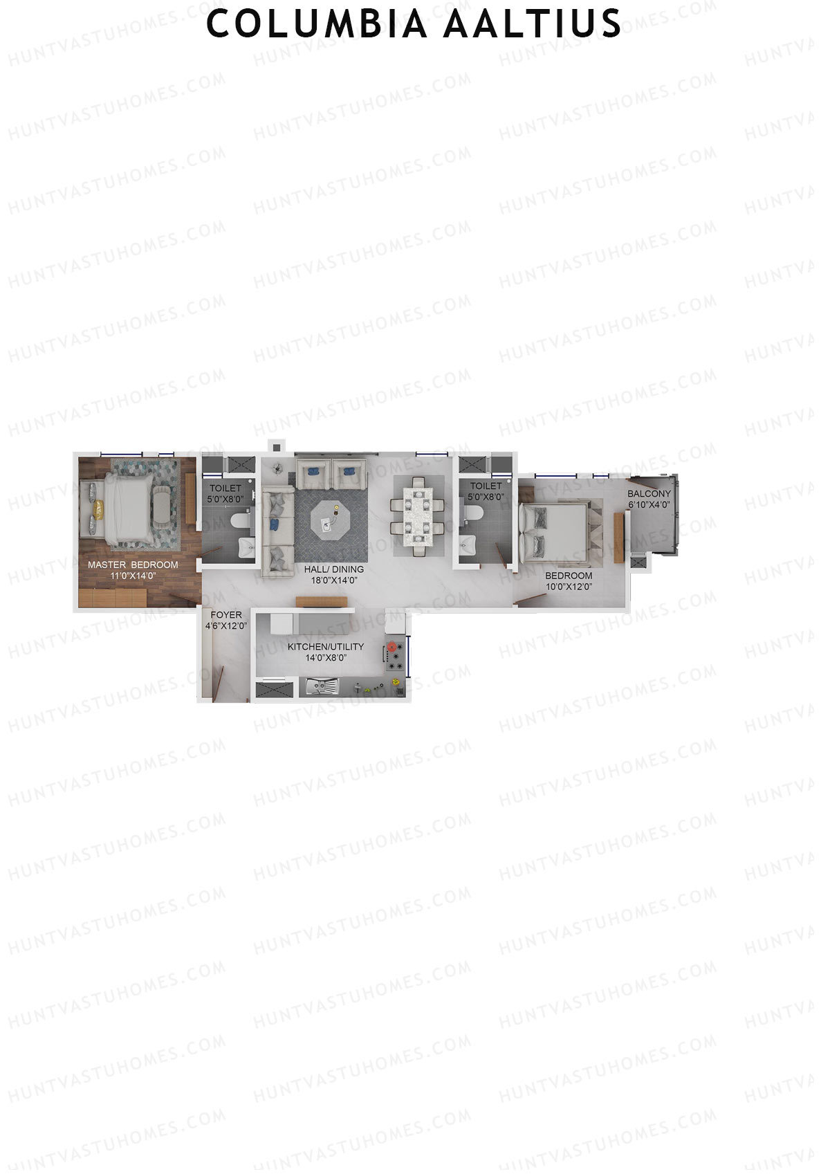 Columbia Aaltius Tower 1 Unit 2 Floor Plan