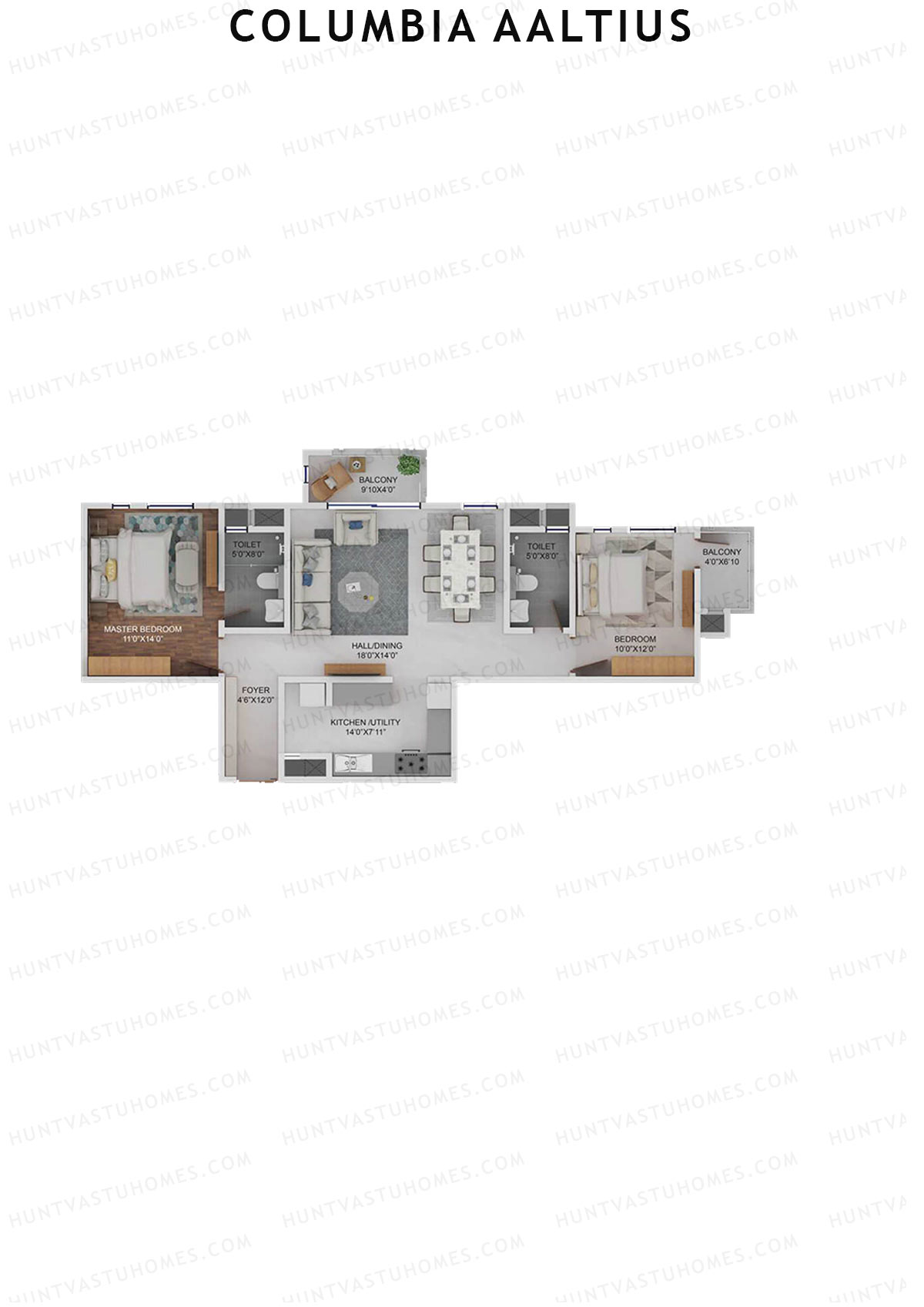 Columbia Aaltius Tower 1 Unit 2 Floor Plan