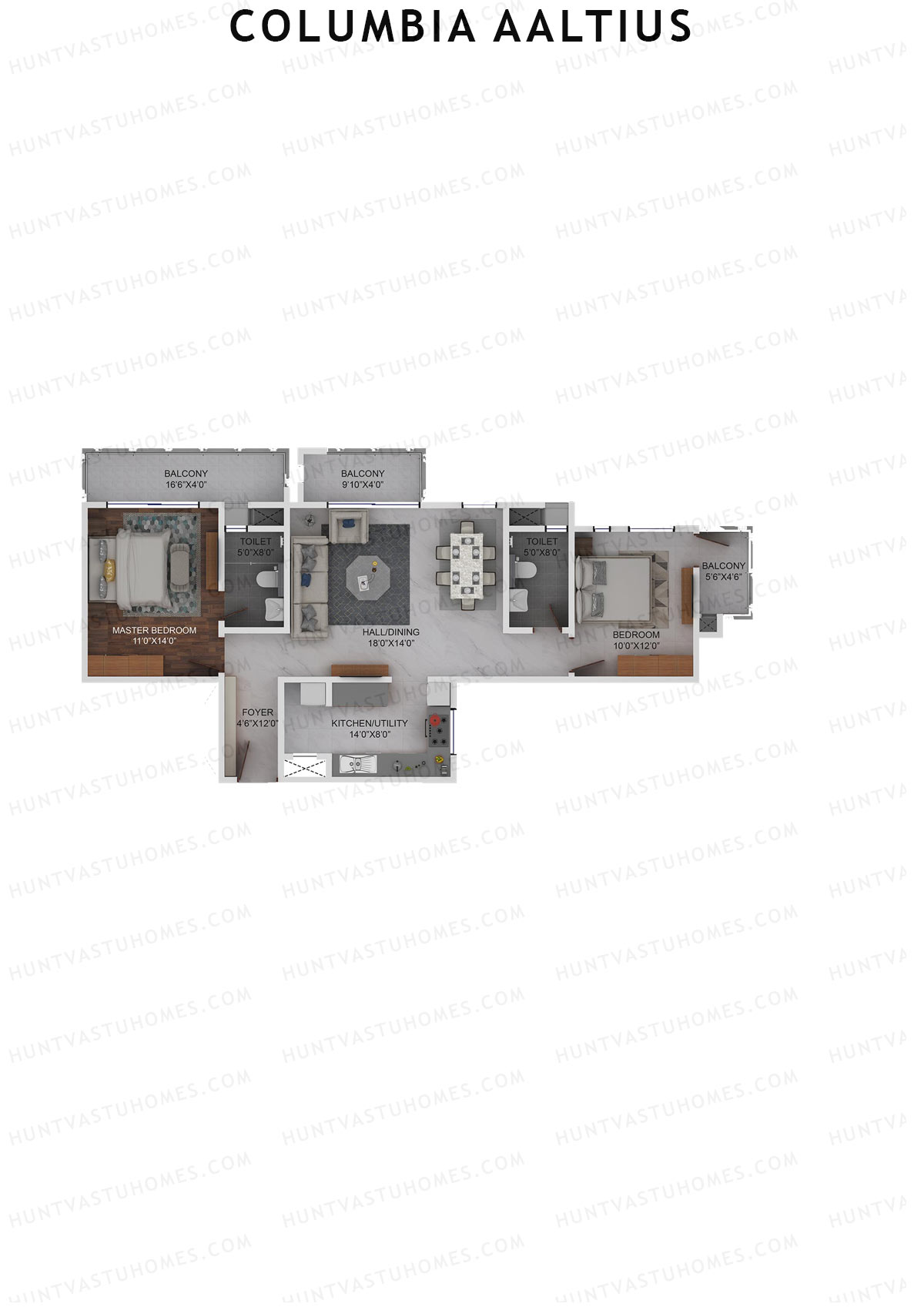 Columbia Aaltius Tower 1 Unit 2 Floor Plan