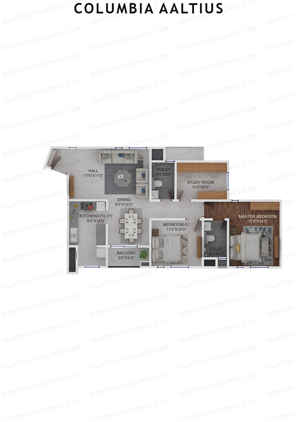 Columbia Aaltius Tower 1 Unit 3 Floor Plan
