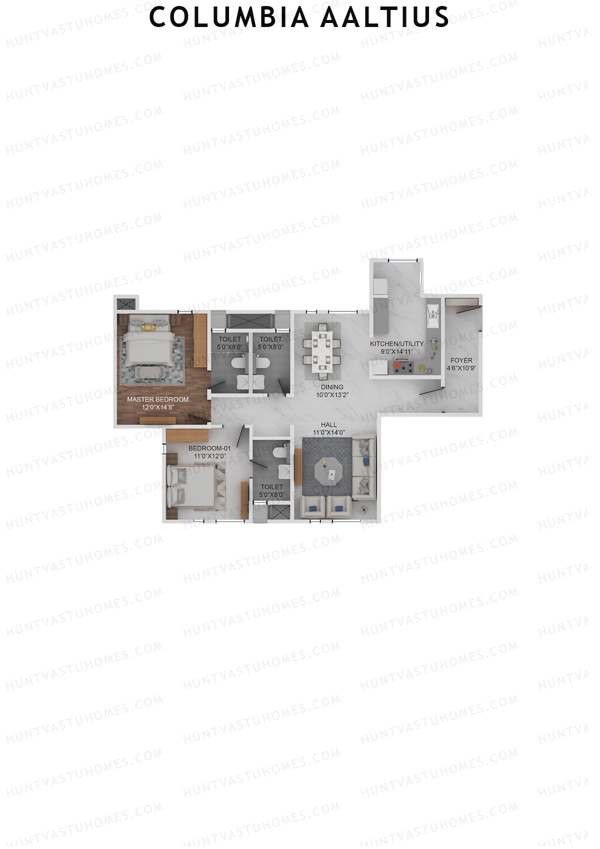 Columbia Aaltius Tower 1 Unit 5 Floor Plan