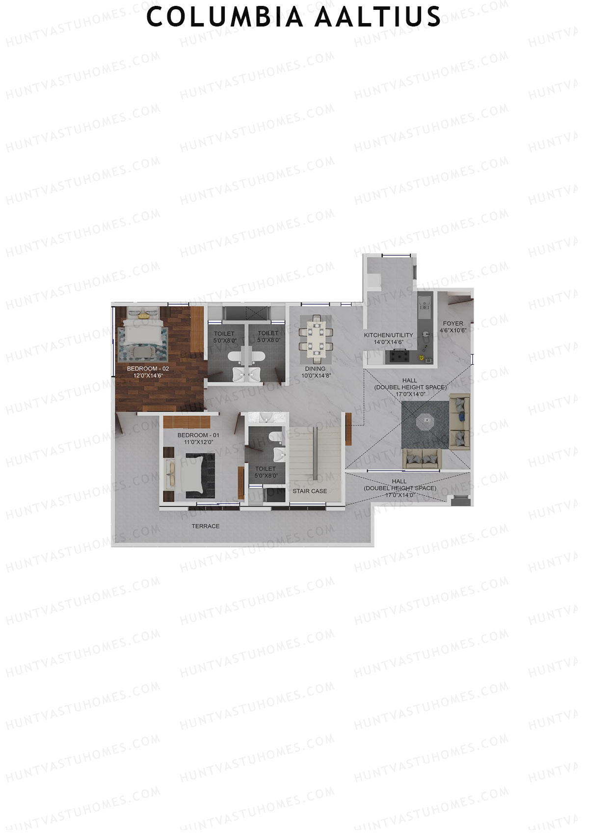 Columbia Aaltius Tower 1 Unit 5 (Duplex ) Floor Plan