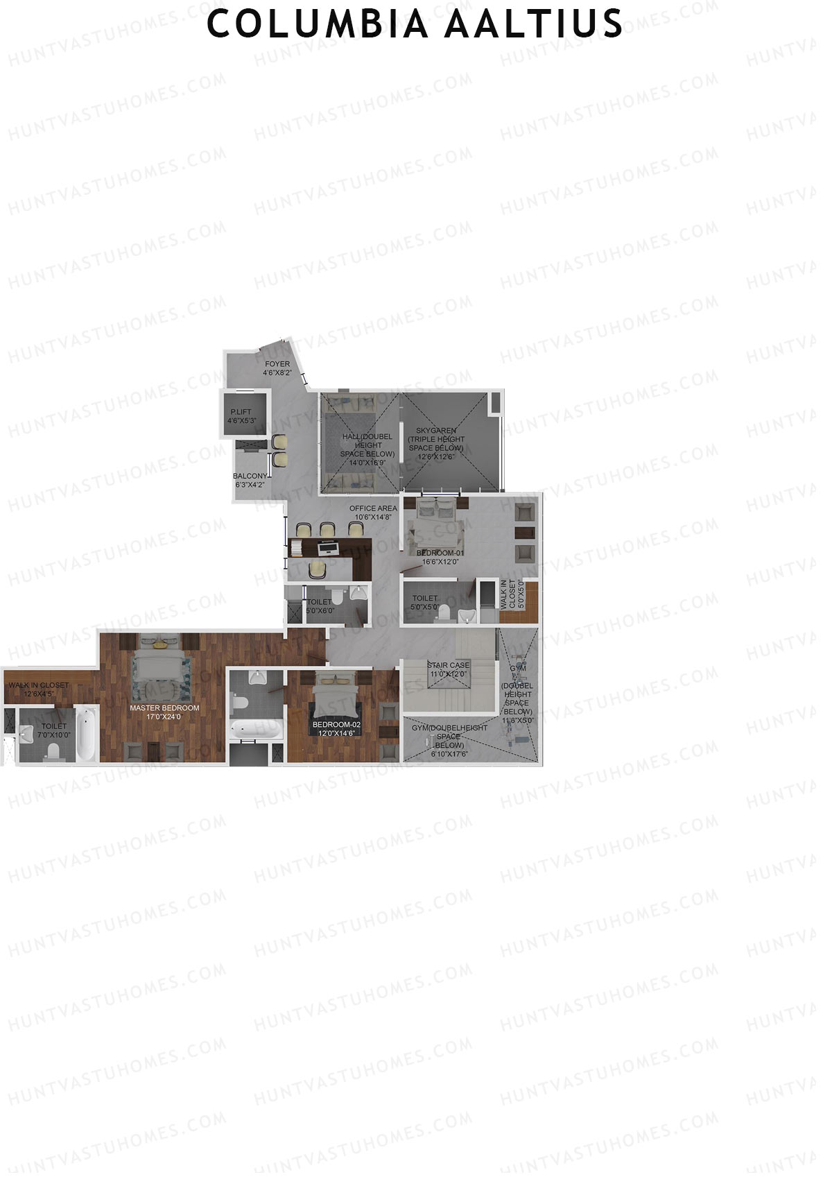 Columbia Aaltius Tower 1 Unit 5 (Duplex ) Floor Plan