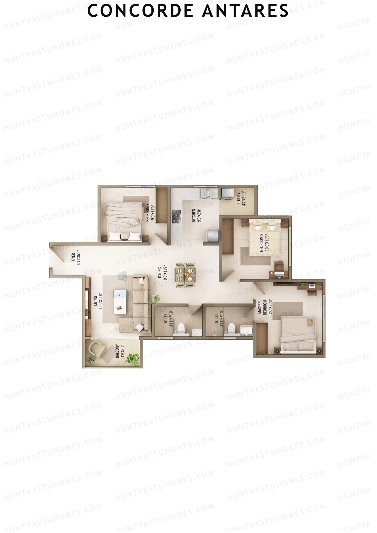 Concorde Antares Astoria Unit 1  Floor Plan