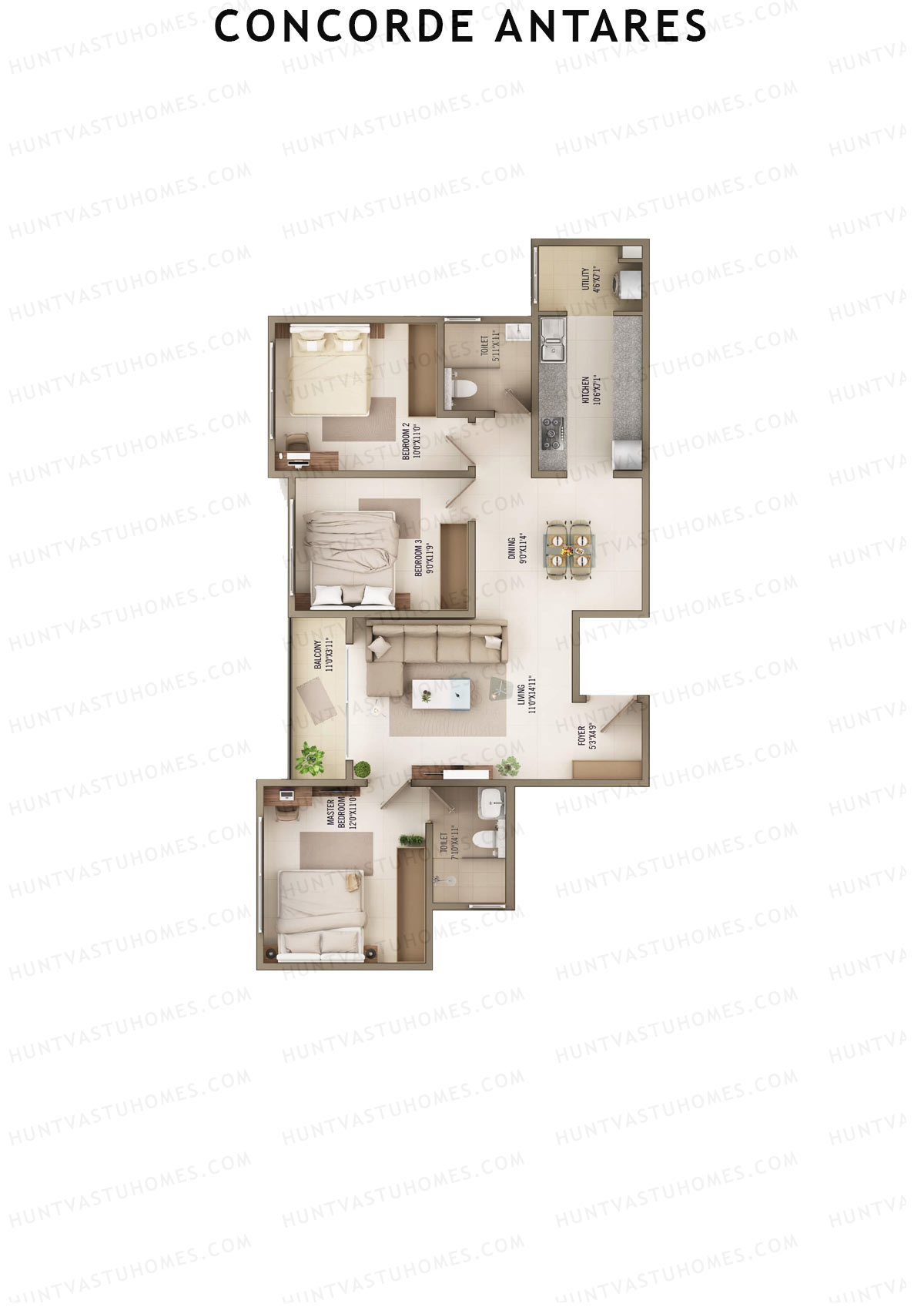 Concorde Antares Tower Nova Unit 3  Floor Plan
