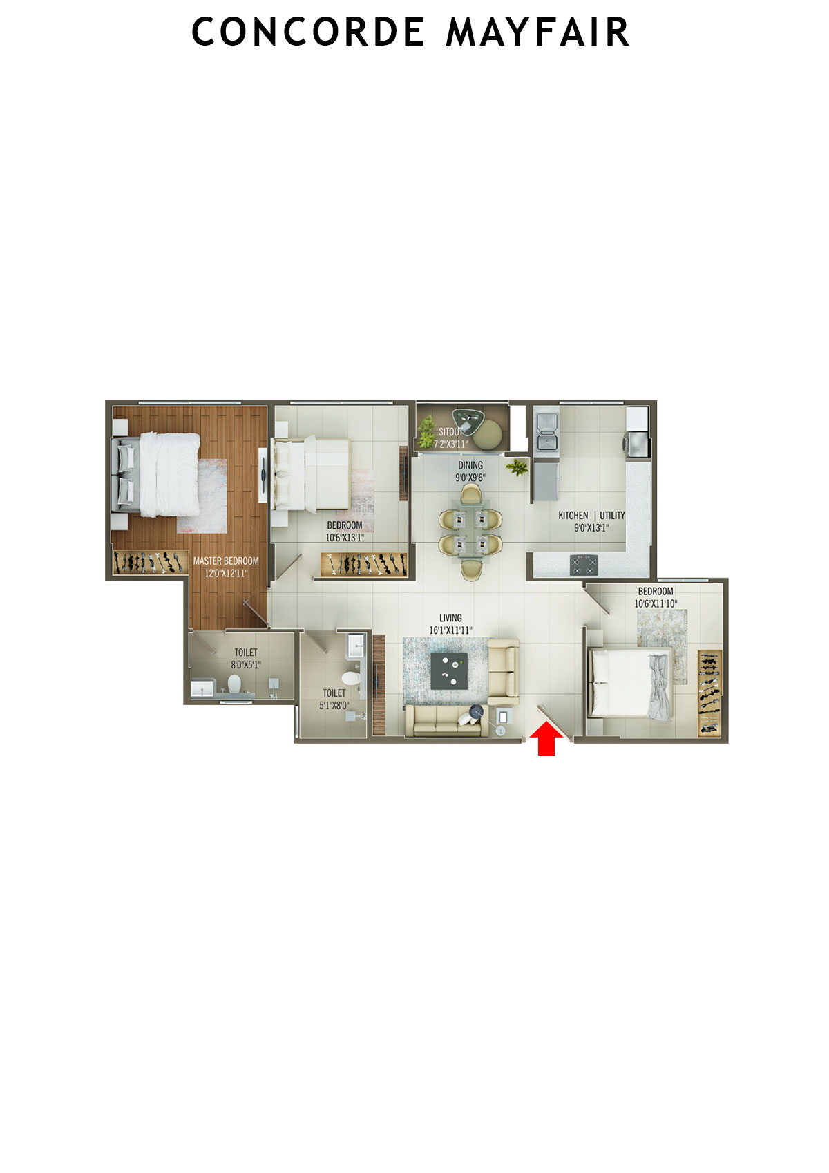 Concorde Mayfair Tower A Unit 2 Floor Plan