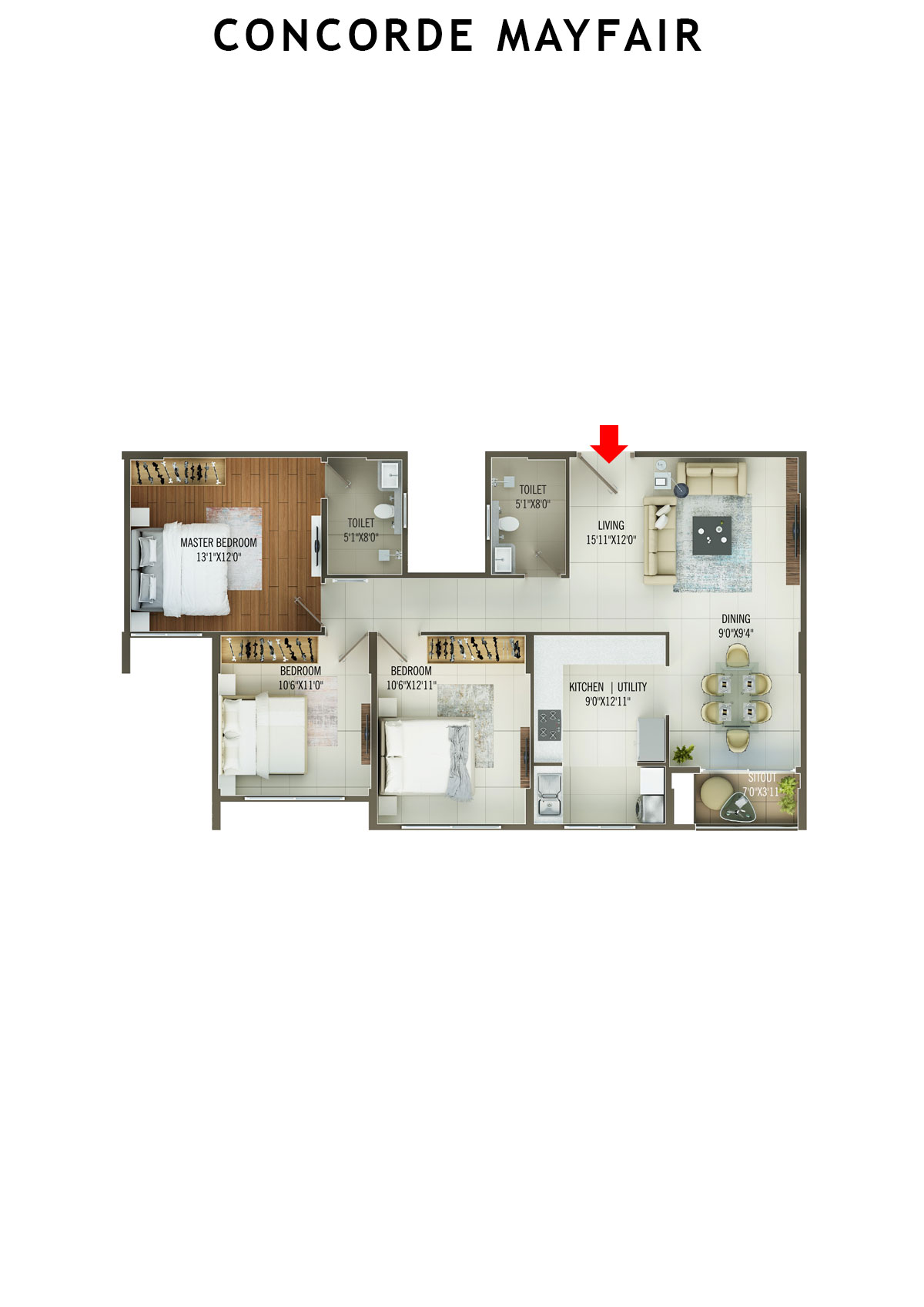 Concorde Mayfair Tower A Unit 4 Floor Plan