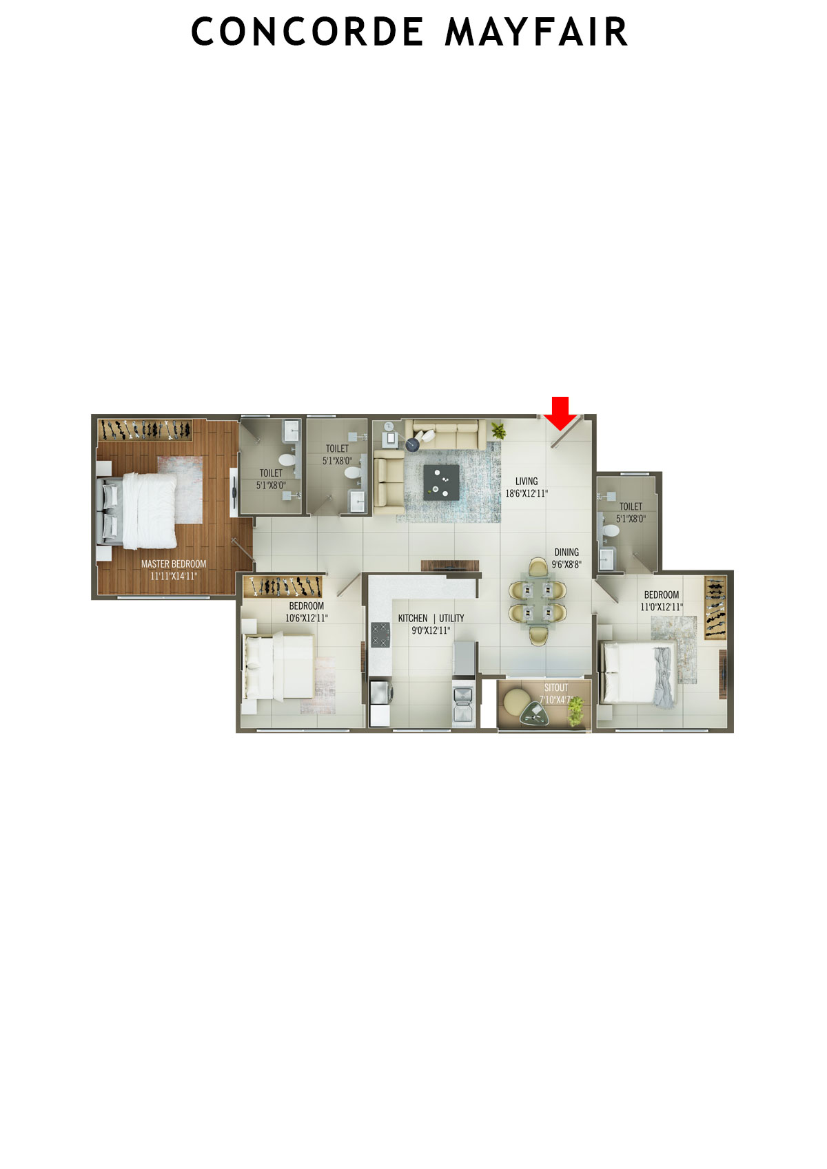 Concorde Mayfair Tower B Unit 1 Floor Plan