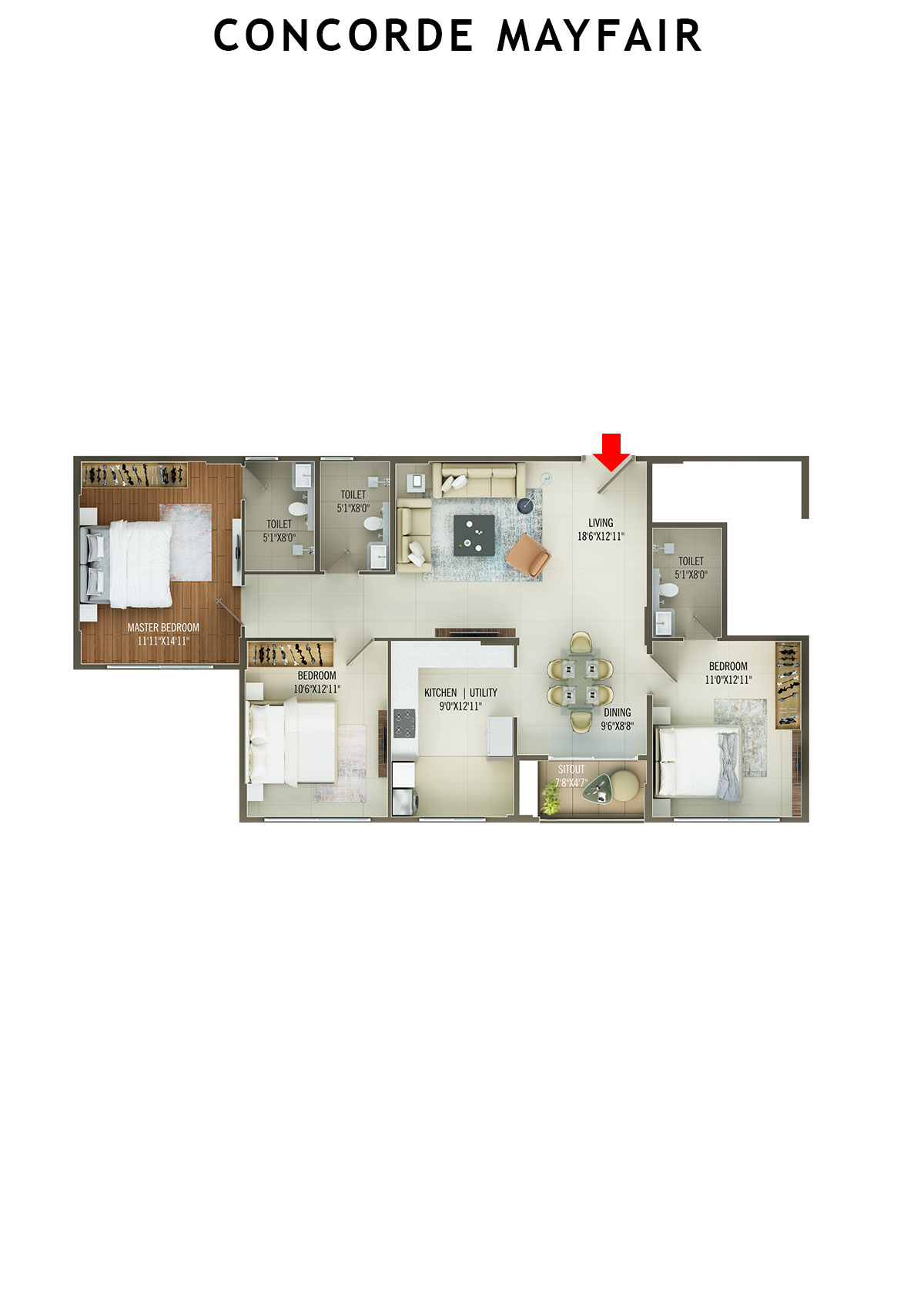 Concorde Mayfair Tower D Unit 1 Floor Plan