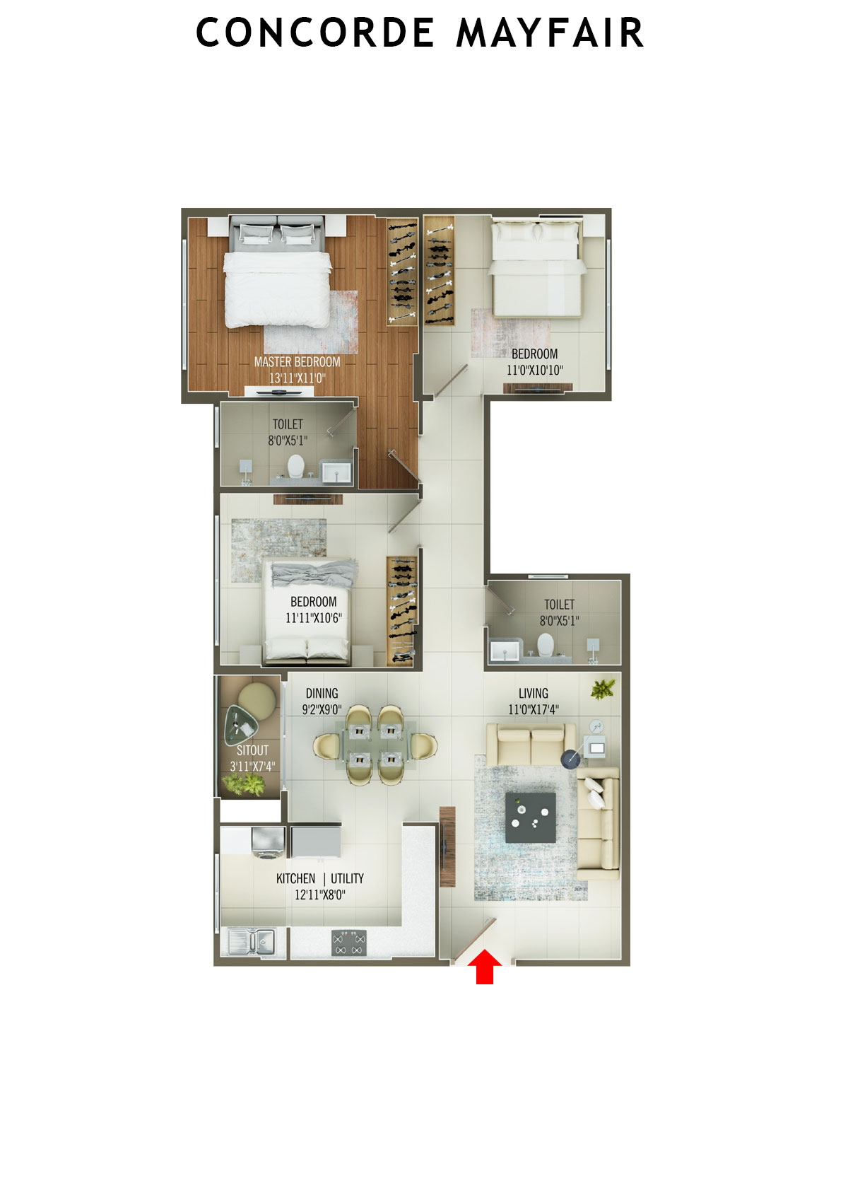 Concorde Mayfair Tower D Unit 2 Floor Plan