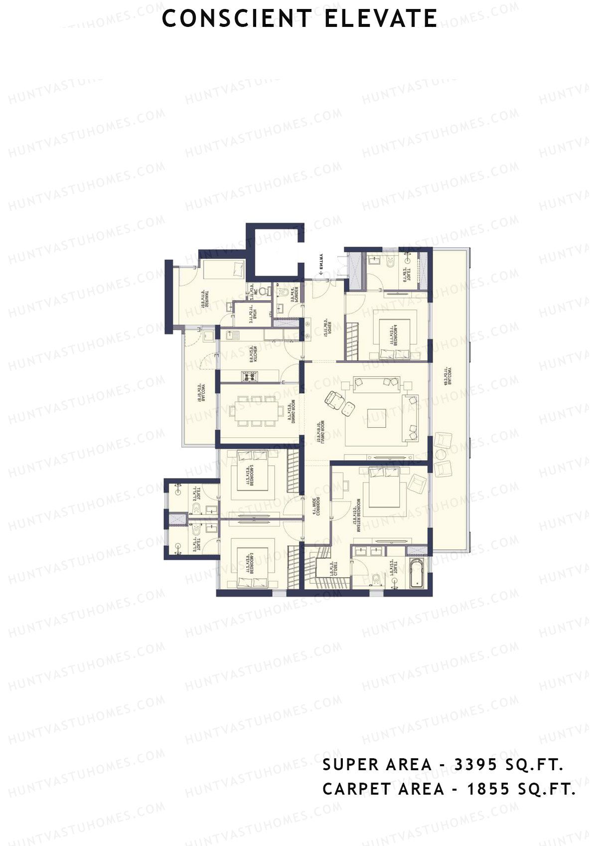 Conscient Elevate Tower C Unit 1 (Type 4-4bhk) Floor Plan