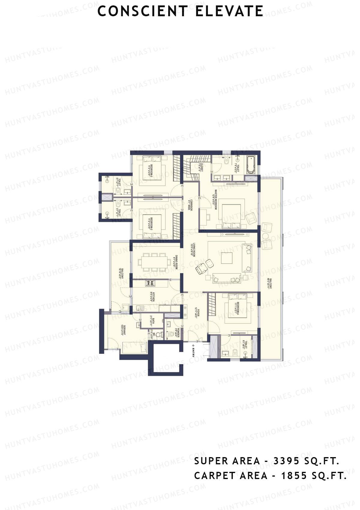 Conscient Elevate Tower C Unit 2 (Type 4-4bhk) Floor Plan