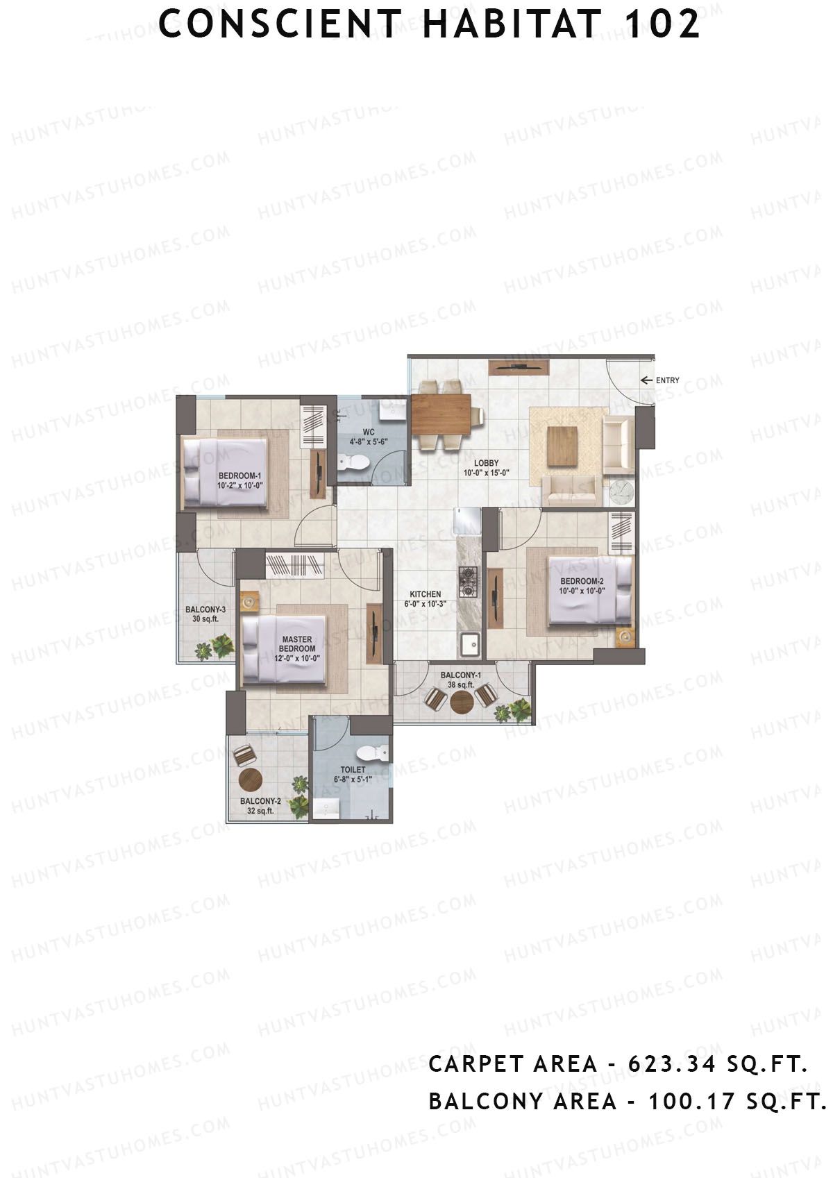 Conscient Habitat 102 Tower A1 Unit 2 Floor Plan
