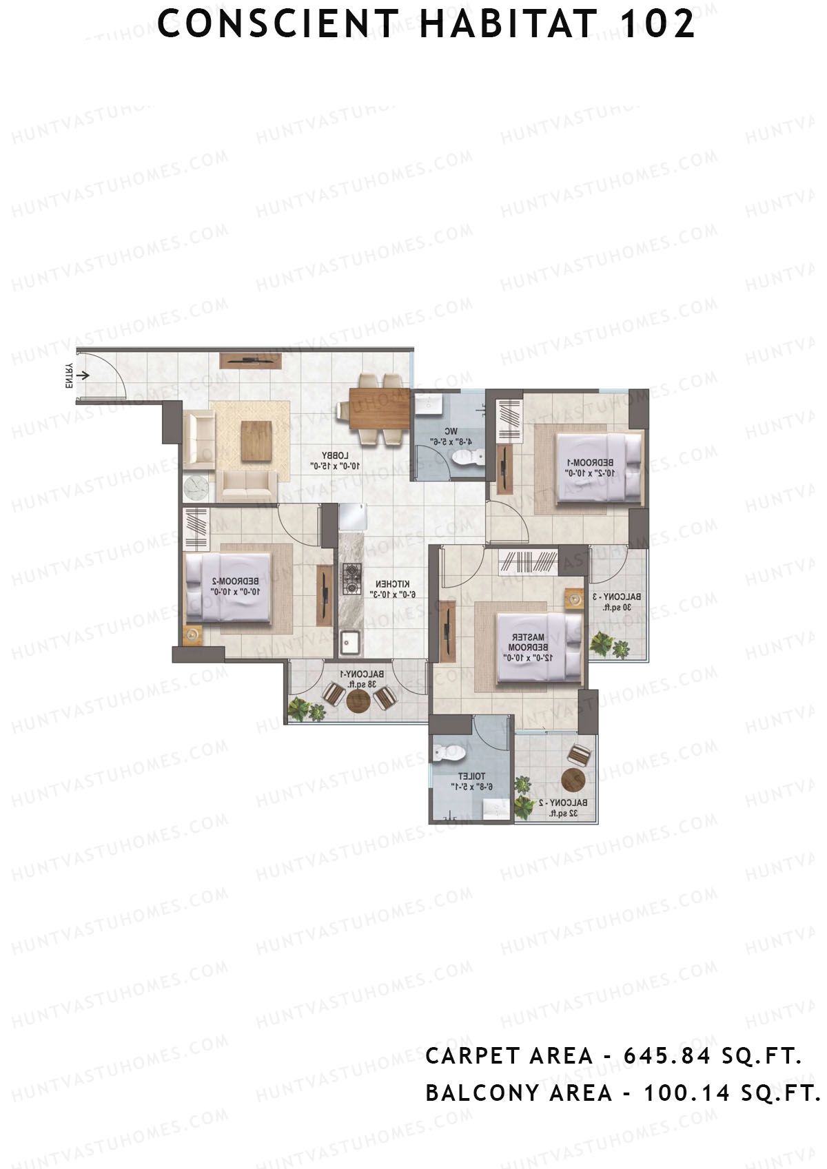 Conscient Habitat 102 Tower A1 Unit 7 (Type 1) Floor Plan