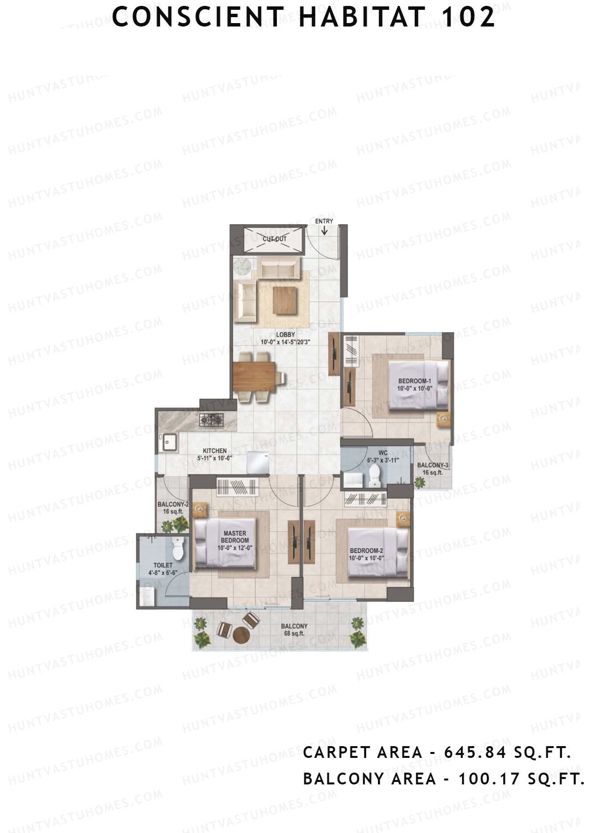 Conscient Habitat 102 Tower A1 Unit 1 (Type 2) Floor Plan