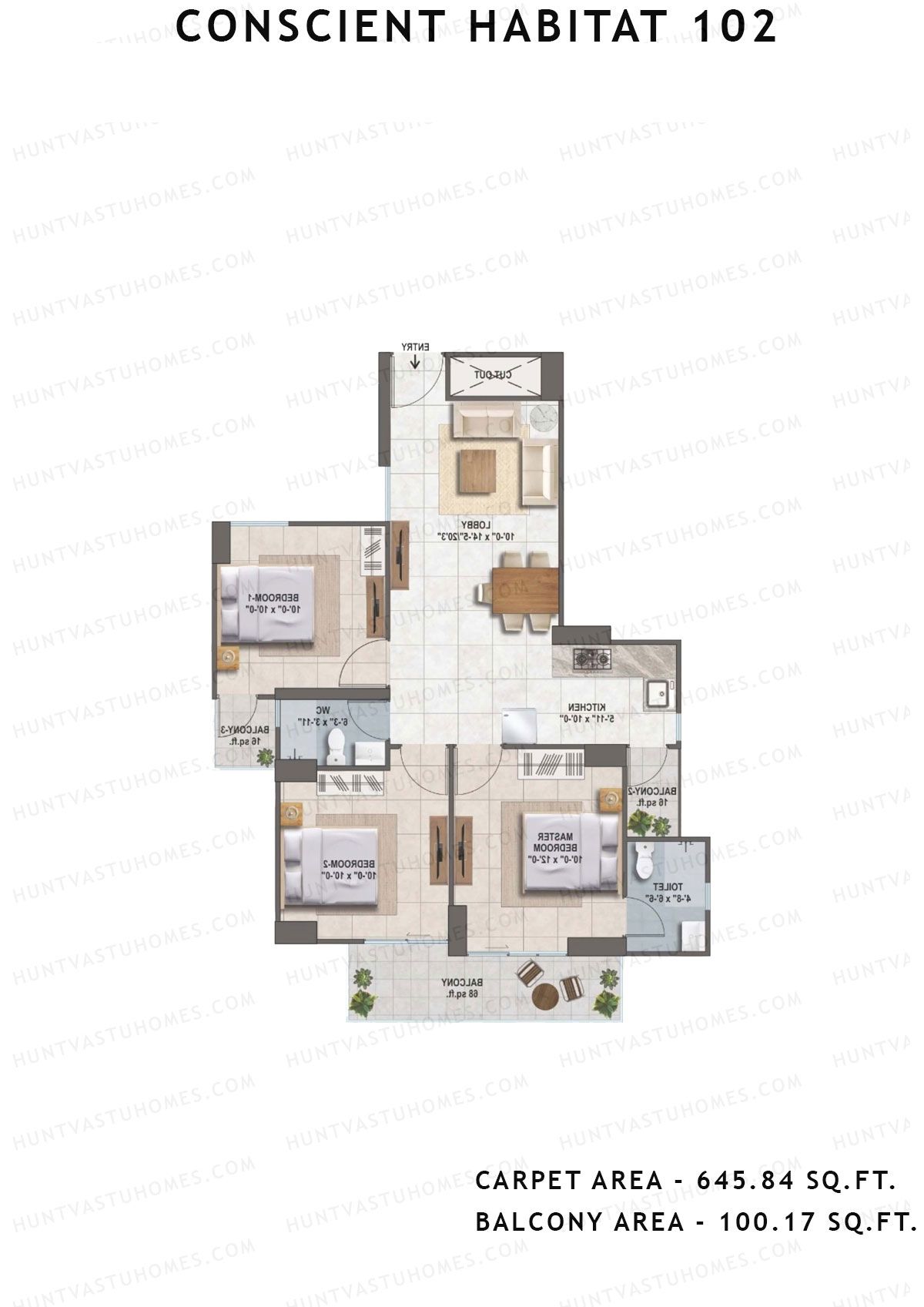 Conscient Habitat 102 Tower A1 Unit 8 (Type 2) Floor Plan