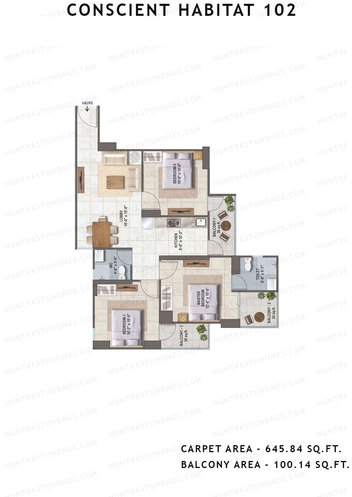 Conscient Habitat 102 Tower A4 Unit 6 (Type 1) Floor Plan
